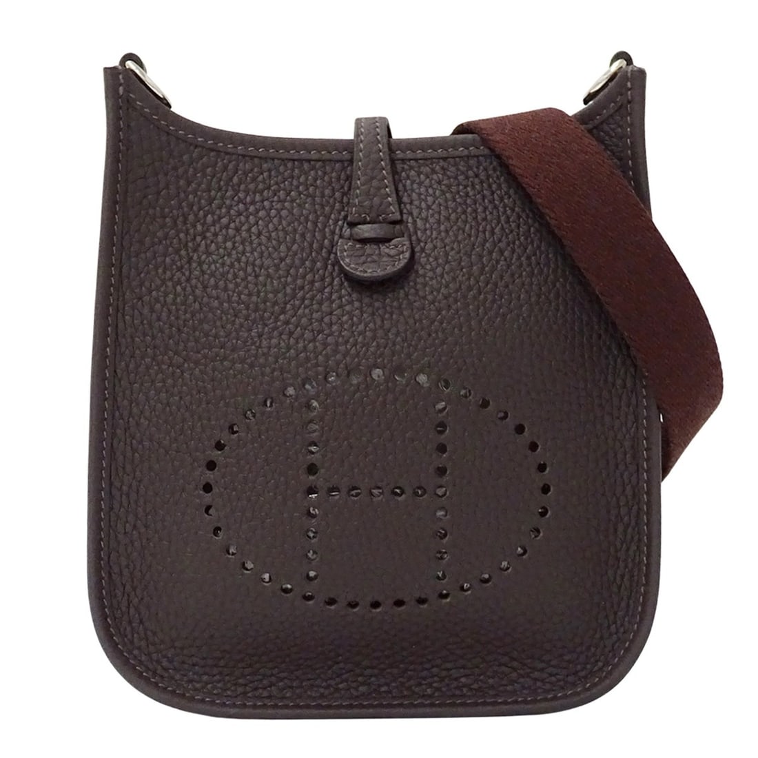 Hermes HERMES handbag, women's brand shoulder bag, Evelyne TPM, Taurillon Clemence leather, dark: --- Catalog ---Category: SizeSize (HxWxD): 18cm x 17cm x 5cm / 7.08'' x 6.69'' x 1.96''Category: DesignType: Handbag, Shoulder bagColor: Dark brownGender: WomenMaterial: Taurillon clemence leather Cat