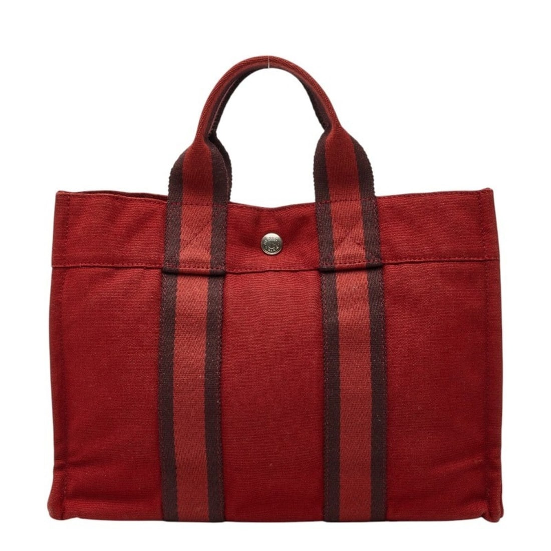 Hermes Fourre-Tout Tote PM Handbag, Red Canvas, Women's HERMES: --- Catalog ---Category: SizeHandle Drop: 9.00cm / 3.54''Size (HxWxD): 22cm x 30cm x 8cm / 8.66'' x 11.81'' x 3.14''Category: DesignType: HandbagColor: Red colorGender: WomenMaterial: Canvas