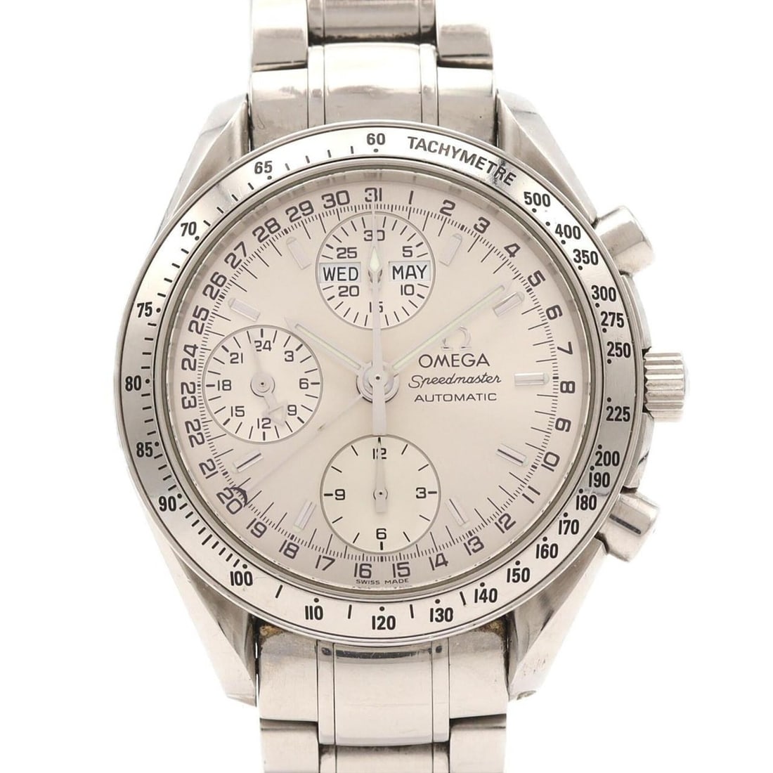 Omega Speedmaster Day-Date 3523.30 Stainless Steel Automatic Watch: --- Catalog ---Category: SizeWrist Size: 18.5cm / 7.28''Case Diameter: 38mm / 1.5''Category: DesignType: WristwatchGender: MenColor (Dial): SilverMaterial (Band): Stainless steelMaterial (Case): Stain