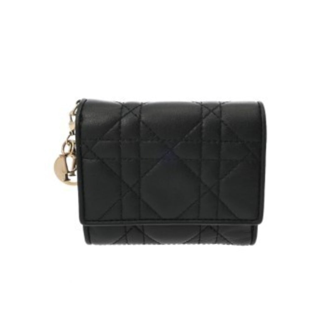 CHRISTIAN DIOR Christian Dior Cannage LadyDior Louts Compact Wallet Black S01810NMJ_M900 Women's (1 of 12)