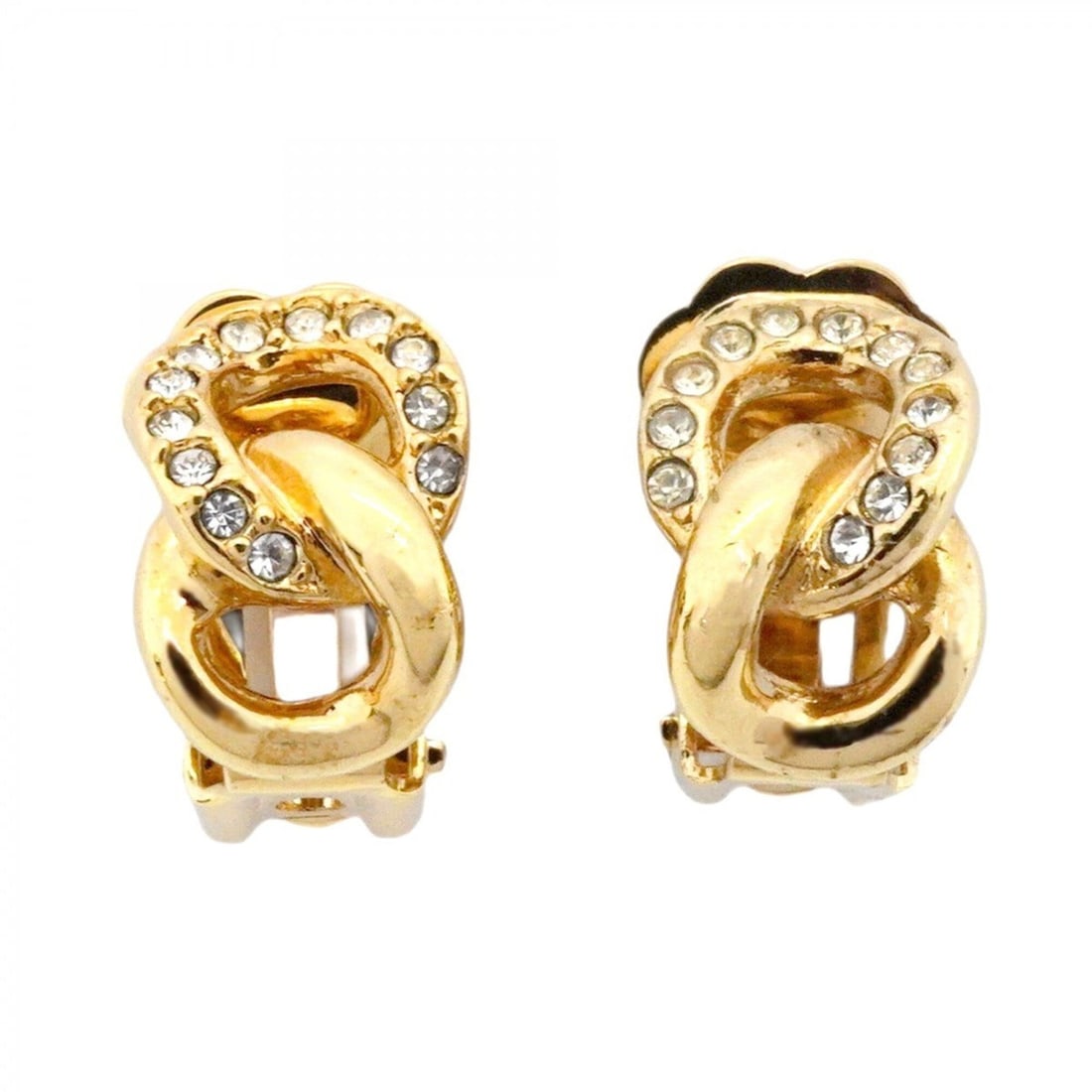 Christian Dior Earrings, GP Plated, Rhinestone, Gold, Women's: --- Catalog ---Category: SizeSize (HxWxD): 12.50mm x 8.50mm / 0.49'' x 0.33''Category: DesignType: Clip earringsColor: GoldGender: WomenMaterial: Gold plating, RhinestoneCategory: GeneralBrand: Christ