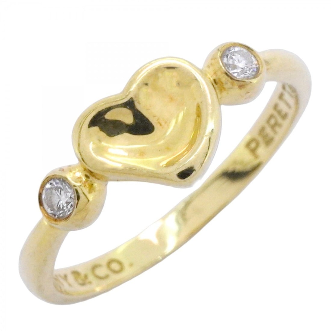 Tiffany & Co. Full Heart Ring, 2PD (2 Diamonds), 18K Yellow Gold, Size 11, Women's: --- Catalog ---Category: SizeJP Size: 11US Size: 6Category: DesignType: Band ringStone: DiamondGender: WomenMaterial: Yellow gold (18K)Category: GeneralBrand: Tiffany--- Item List ---Section: Conditio