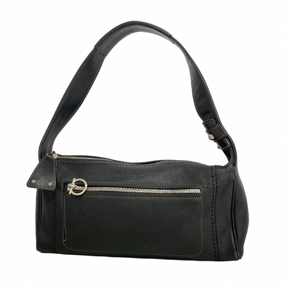 Salvatore Ferragamo Gancini Leather Handbag, Black, Women's (1 of 11)
