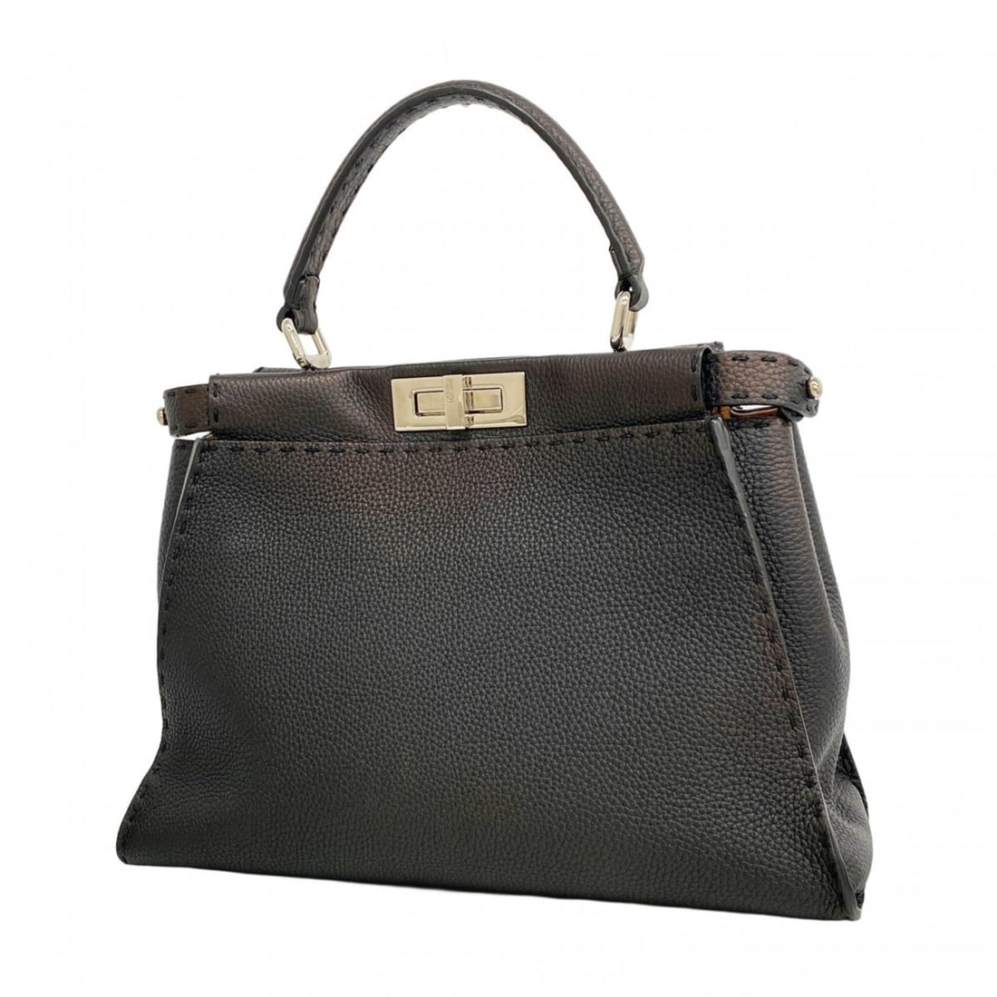 Fendi Selleria Peekaboo Leather Handbag, Black, Women's: --- Catalog ---Category: SizeSize (HxWxD): 24cm x 34cm x 12.5cm / 9.44'' x 13.38'' x 4.92''Category: DesignType: HandbagColor: BlackGender: WomenMaterial: Leather Hardware Color: SilverCategory: Gener