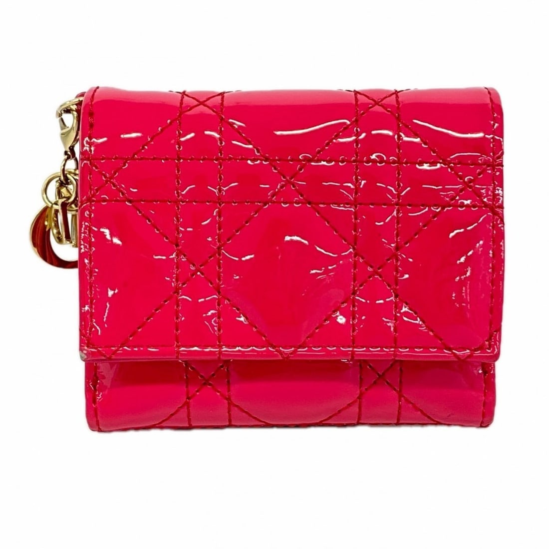 Christian Dior Tri-fold Wallet, Cannage Enamel, Pink Champagne, Women's: --- Catalog ---Category: SizeSize (HxWxD): 8.5cm x 10cm x 3cm / 3.34'' x 3.93'' x 1.18''Category: DesignType: Wallet (tri-fold)Color: PinkGender: WomenCategory: GeneralBrand: Christian Dior--- Item Li