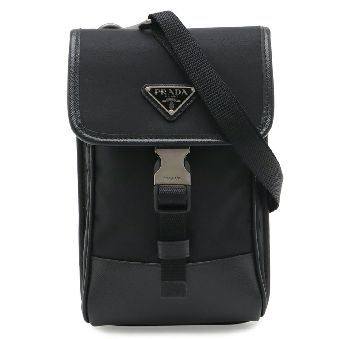 PRADA Triangle Smartphone Case, Shoulder Bag, Handbag, Pouch, Nylon, NERO Black, 2ZH109: --- Catalog ---Category: SizeSize (HxWxD): 19.5cm x 12cm x 2cm / 7.67'' x 4.72'' x 0.78''Strap Length: 145cm / 57.08''Category: DesignType: Handbag, Shoulder bagColor: Black, NeroGender: Men,WomenMate