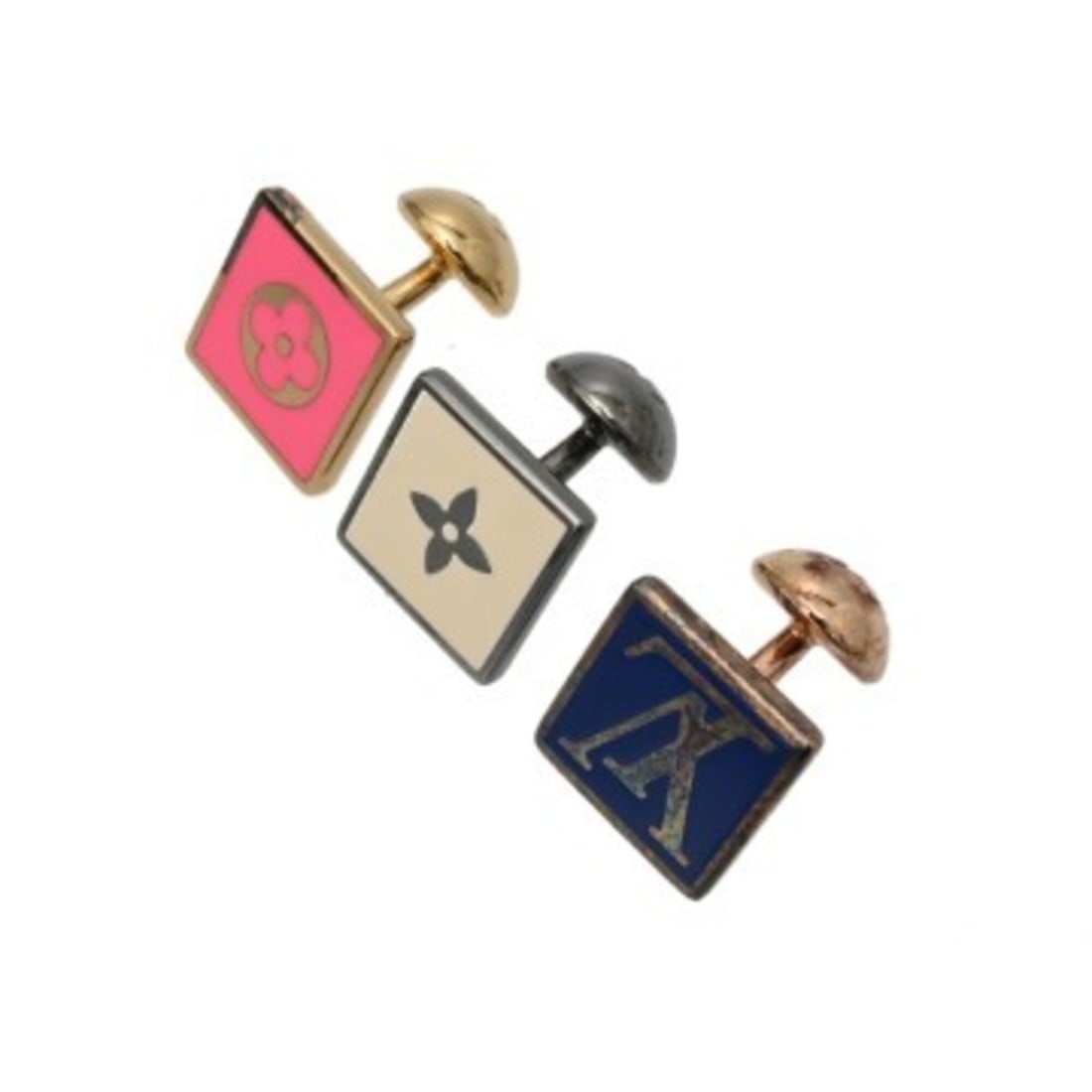 LOUIS VUITTON Louis Vuitton Bouton de Manchette Champs-Élysées 3-piece set Silver Multicolor Men's (1 of 11)