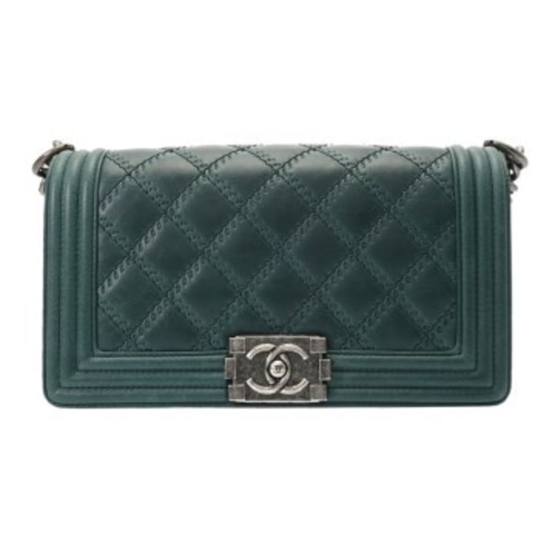CHANEL Boy Chanel Chain Shoulder Bag, 25cm, Green, A67086, Women's, Calfskin, AB Rank, Used, Ginzo (1 of 11)