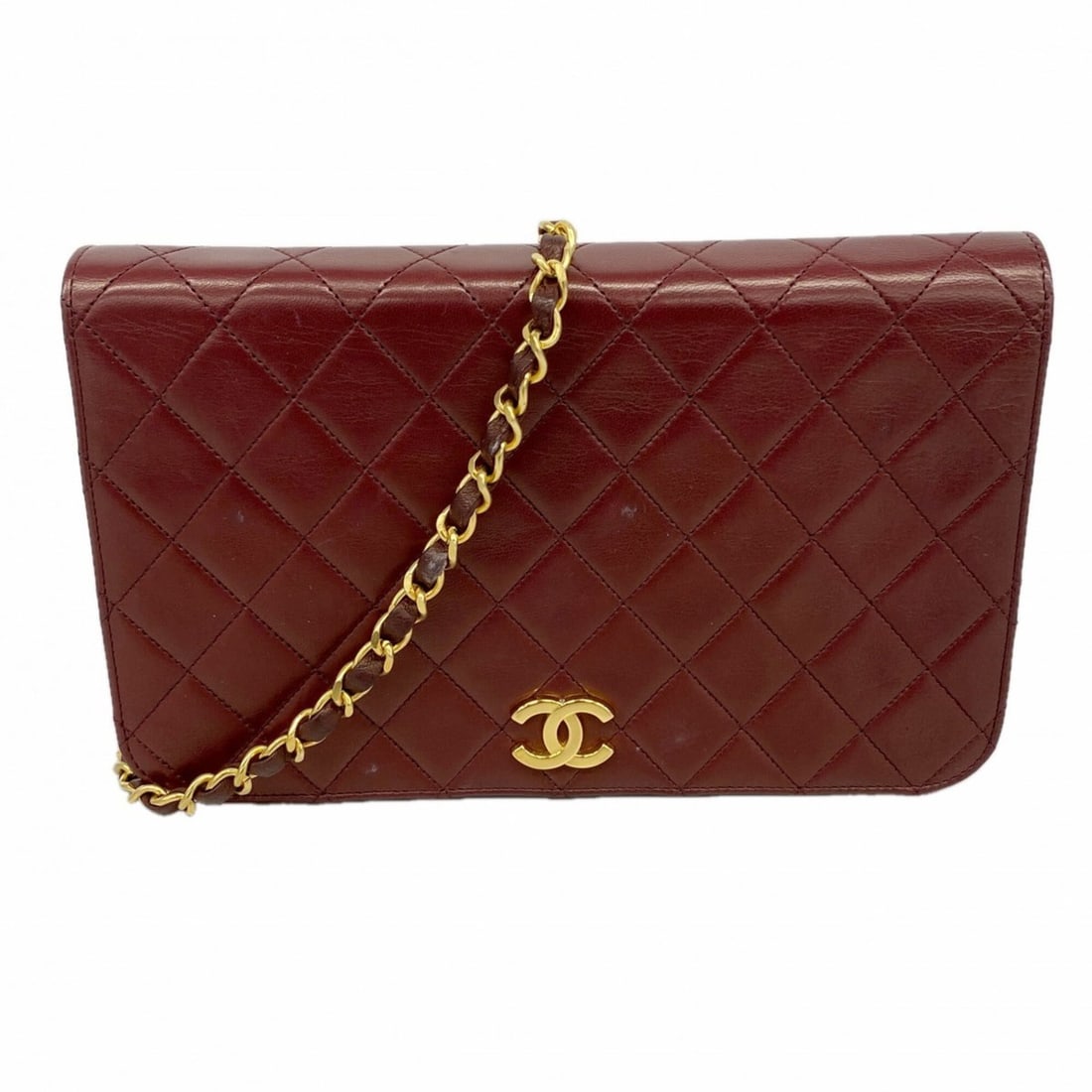 Chanel Matelassé Chain Shoulder Bag, Lambskin, Bordeaux, Women's: --- Catalog ---Category: SizeSize (HxWxD): 14.5cm x 23.5cm x 4cm / 5.7'' x 9.25'' x 1.57''Category: DesignType: Shoulder bagColor: BordeauxGender: WomenMaterial: Leather Hardware Color: GoldLeather/Fu