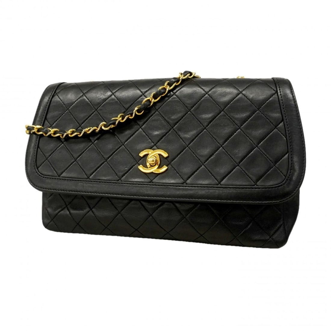 Chanel Matelassé Chain Shoulder Bag, Lambskin, Black, Women's (1 of 10)