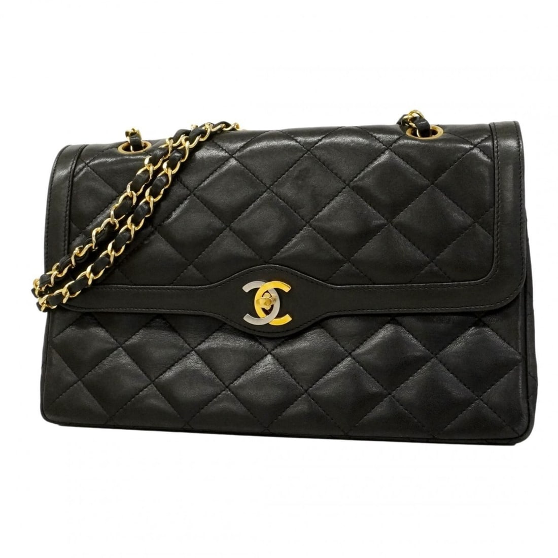 Chanel Matelassé Shoulder Bag, Paris Limited Edition, Double Flap, Chain, Lambskin, Black Gold,: --- Catalog ---Category: SizeSize (HxWxD): 18cm x 28cm x 6.5cm / 7.08'' x 11.02'' x 2.55''Category: DesignType: Shoulder bagColor: BlackGender: WomenMaterial: Leather Hardware Color: Gold, SilverLeath