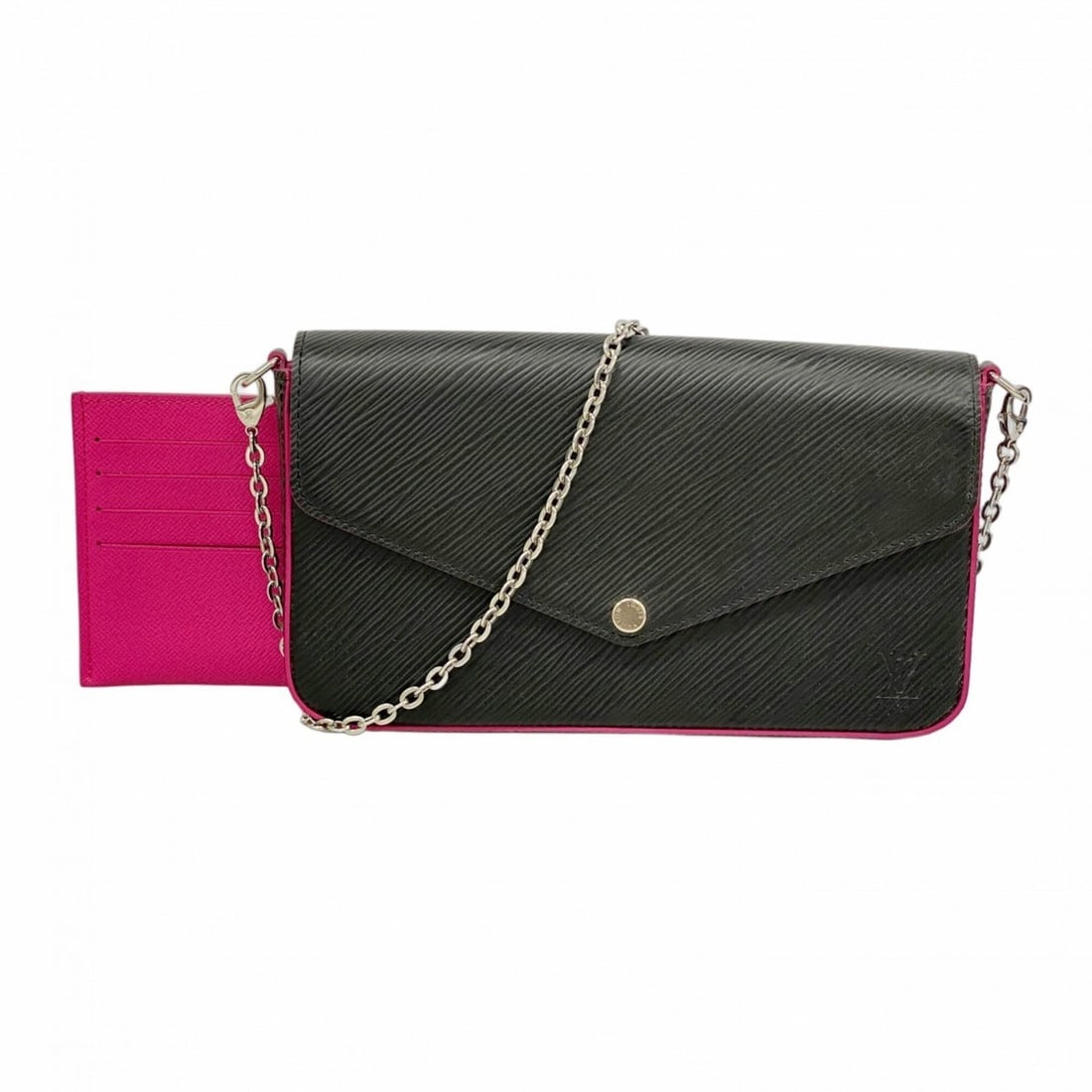 Louis Vuitton Epi Leather Pochette Felicie M64579 Noir Hot Pink Women's Wallet/Shoulder Wallet: --- Catalog ---Category: SizeSize (HxWxD): 12.5cm x 21cm x 3cm / 4.92'' x 8.26'' x 1.18''Category: DesignType: Chain/Shoulder walletColor: Hot pink, NoirGender: WomenCategory: GeneralMPN: M64579Brand: