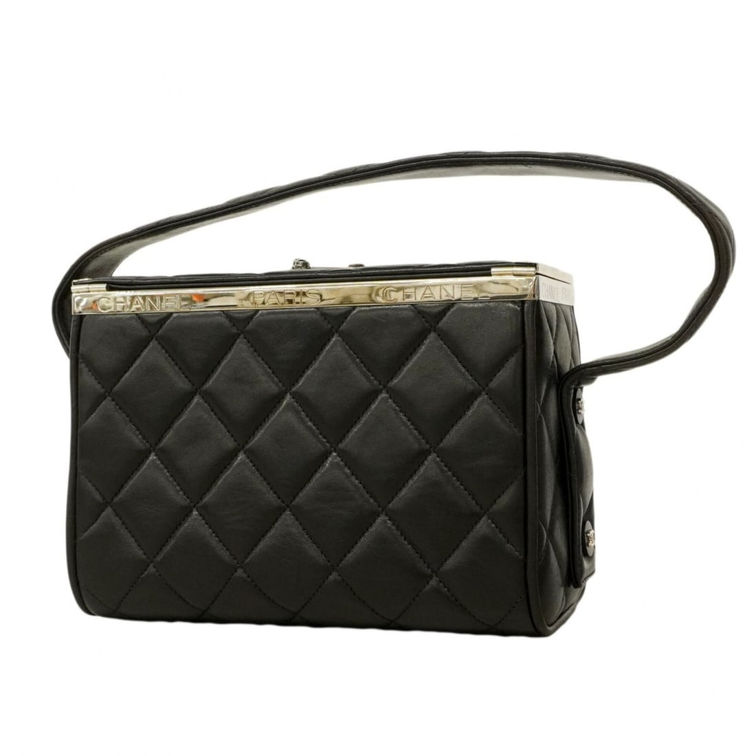 Chanel Matelassé Lambskin Handbag, Black, Women's: --- Catalog ---Category: SizeSize (HxWxD): 14cm x 19.5cm x 10.5cm / 5.51'' x 7.67'' x 4.13''Category: DesignType: HandbagColor: BlackGender: WomenMaterial: Leather Hardware Color: SilverLeather/Fur Ty