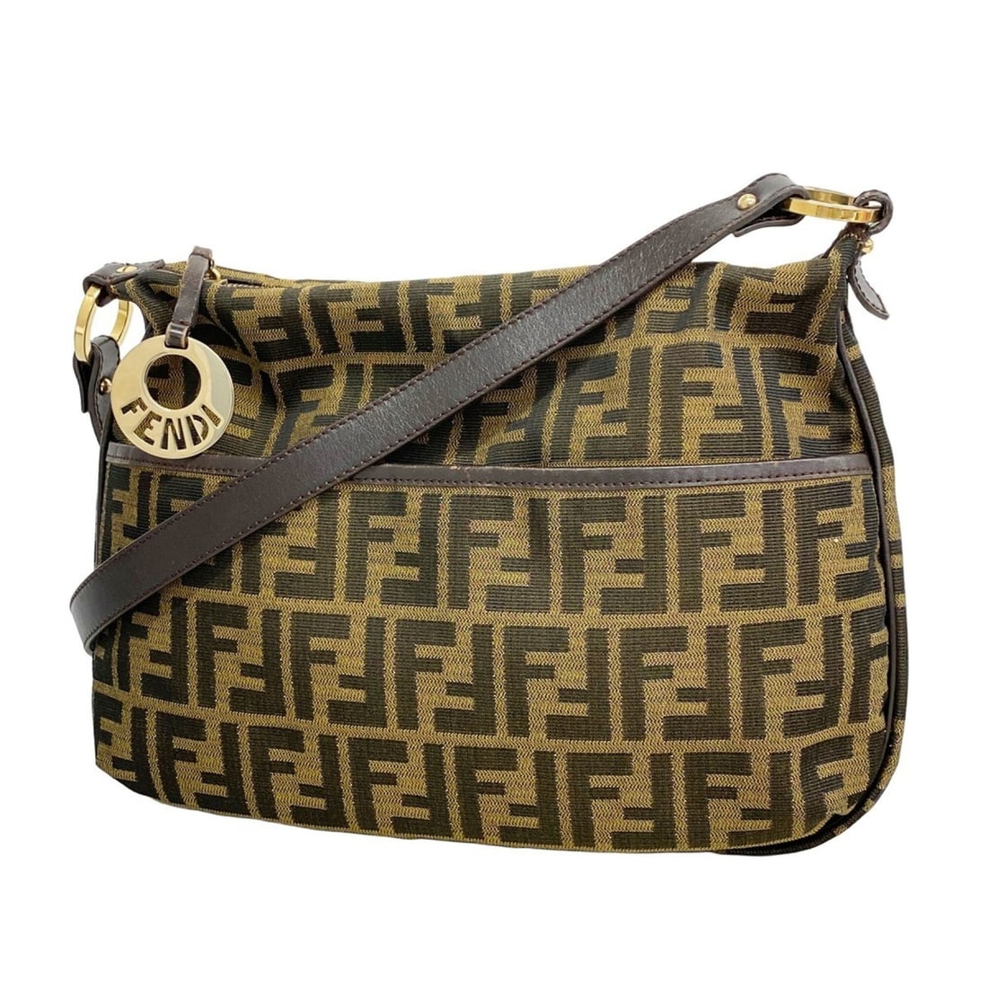 Fendi Zucca Nylon Canvas Shoulder Bag, Brown, Khaki, Champagne, Women's: --- Catalog ---Category: SizeSize (HxWxD): 24.5cm x 32cm x 6cm / 9.64'' x 12.59'' x 2.36''Category: DesignType: Shoulder bagColor: Brown, KhakiGender: WomenMaterial: Nylon canvas Hardware Color: Champ