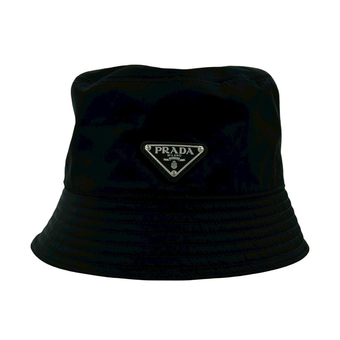 PRADA Prada Triangle Logo Plate Metal Fitting Nylon Bucket Hat, Size L, Women's/Men's, Black 03550: --- Catalog ---Category: DesignType: Bucket hatColor: BlackGender: Men,WomenMaterial: Nylon Category: GeneralBrand: PradaCategory: MeasurementsCircumference: 59cm / 23.22''--- Item List ---Section: Co
