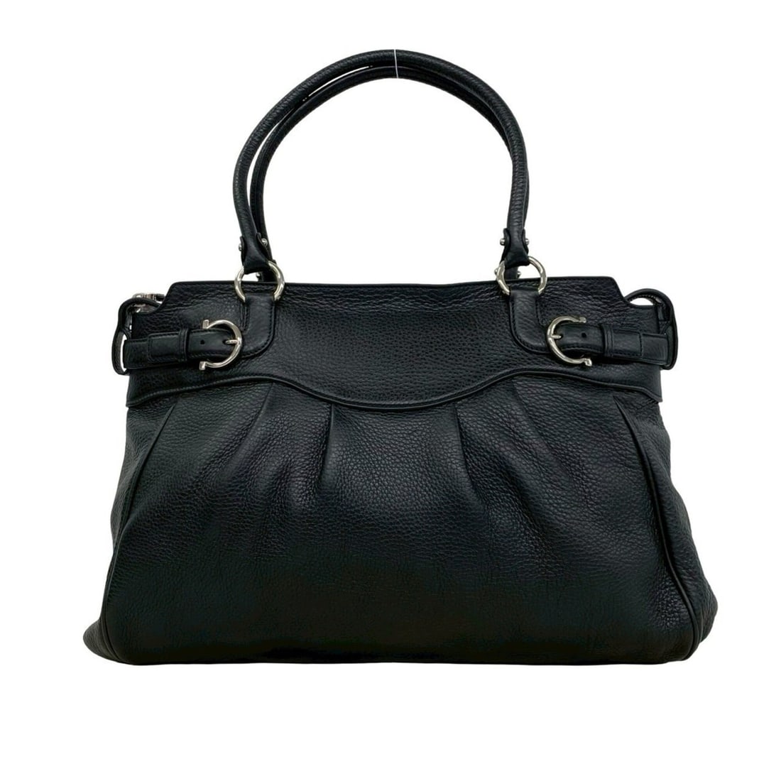 Salvatore Ferragamo Gancini hardware leather tote bag/handbag, black, 93117 (1 of 10)