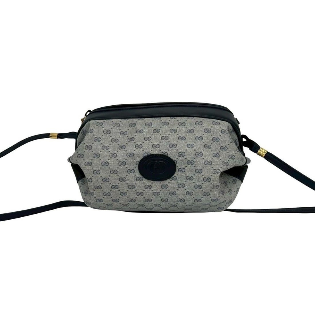 GUCCI Vintage Old Gucci Micro GG Logo Hardware Leather Mini Shoulder Bag Pouch Navy 41439: --- Catalog ---Category: SizeSize (HxWxD): 12cm x 19cm x 15cm / 4.72'' x 7.48'' x 5.9''Category: DesignType: Pochette, Shoulder bagColor: NavyGender: WomenMaterial: Leather , PVC Category: GeneralBran