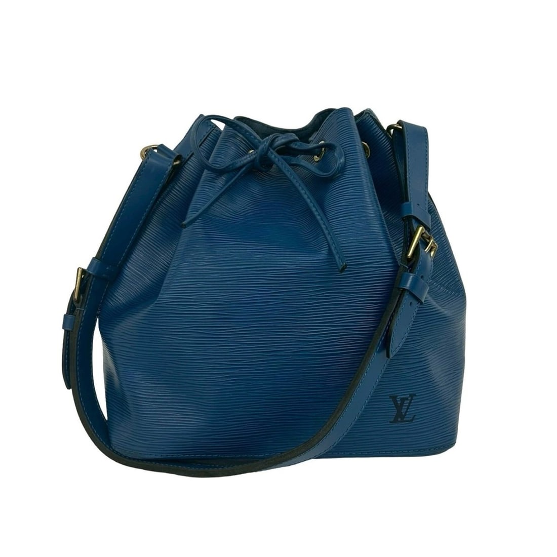 LOUIS VUITTON Vintage Petit Noé Epi Leather Drawstring Semi-One Shoulder Bag, Toledo Blue, 32567: --- Catalog ---Category: SizeSize (HxWxD): 28.5cm x 26cm x 19cm / 11.22'' x 10.23'' x 7.48''Category: DesignType: Shoulder bagColor: BlueGender: WomenMaterial: Leather Category: GeneralBrand: Louis Vu