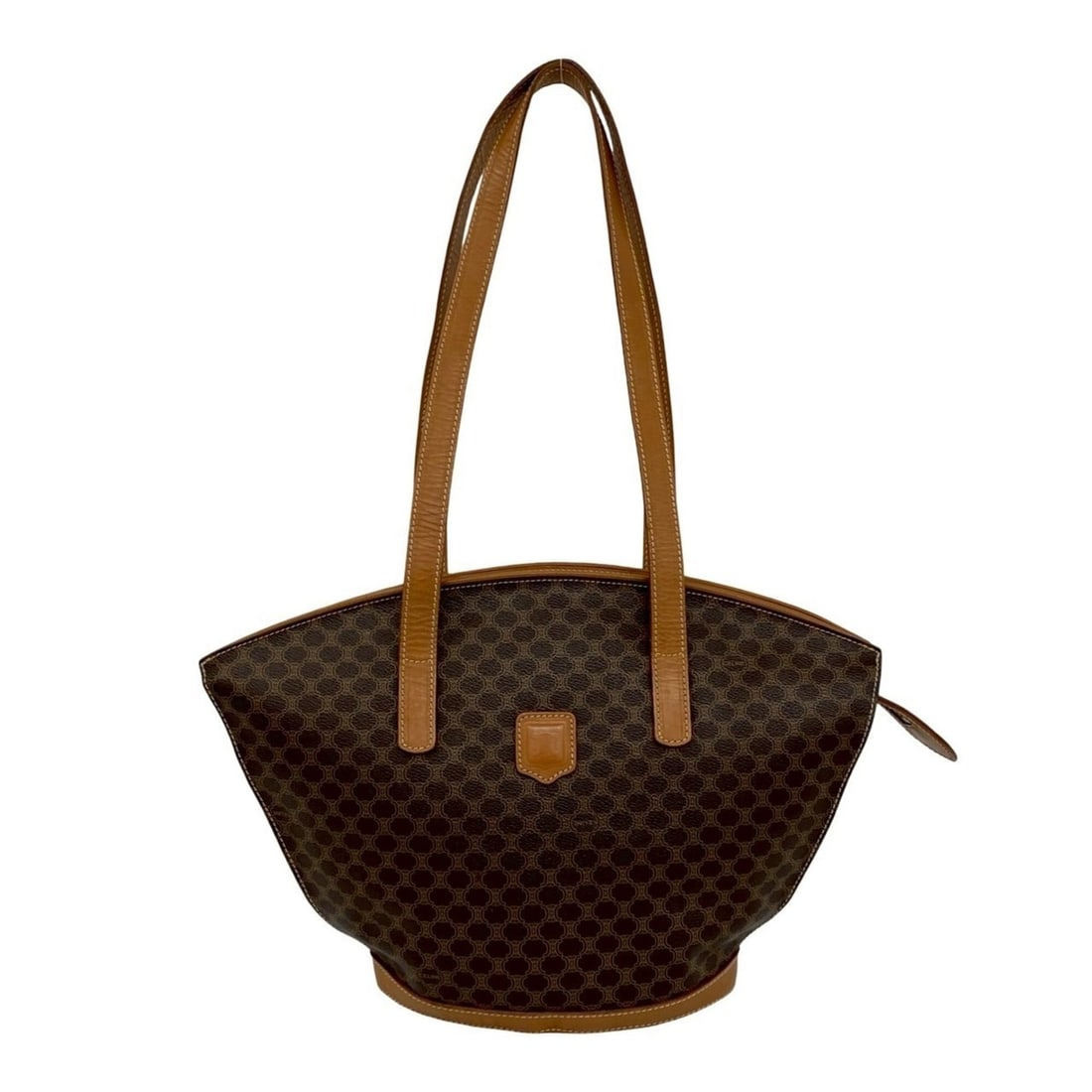 CELINE Vintage Macadam Blazon Triomphe Pattern Leather Semi-Shoulder Bag Tote Brown 04916: --- Catalog ---Category: SizeSize (HxWxD): 26.5cm x 21cm x 12cm / 10.43'' x 8.26'' x 4.72''Category: DesignType: Shoulder bag, Tote bagColor: BrownGender: WomenMaterial: Leather , PVC Category: Genera