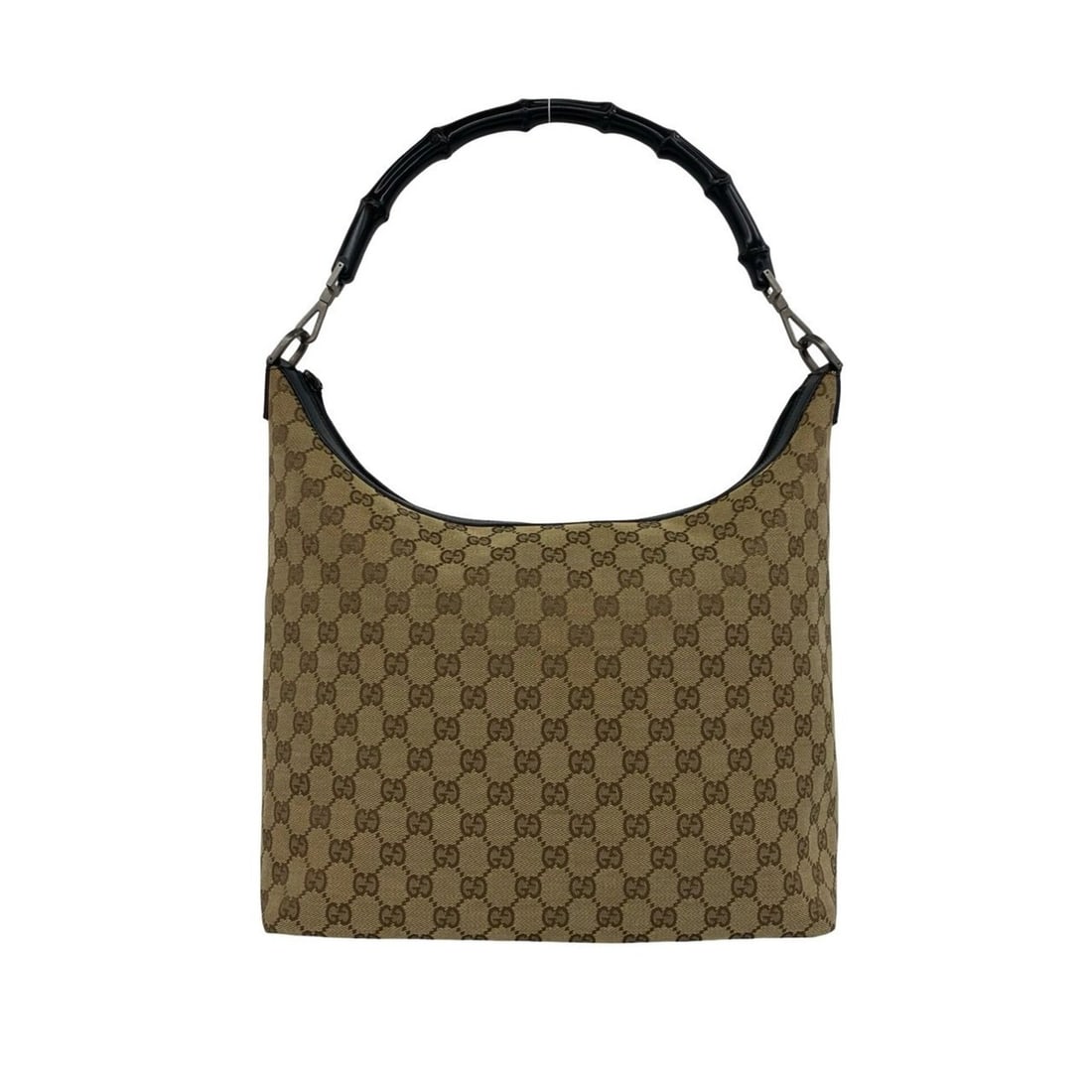GUCCI Bamboo GG Pattern Canvas Leather Semi-One Shoulder Bag Tote Handbag Brown 63891: --- Catalog ---Category: SizeSize (HxWxD): 28cm x 31cm x 15cm / 11.02'' x 12.2'' x 5.9''Category: DesignType: Handbag, Shoulder bag, Tote bagColor: BrownGender: WomenMaterial: Canvas , Leather Categor
