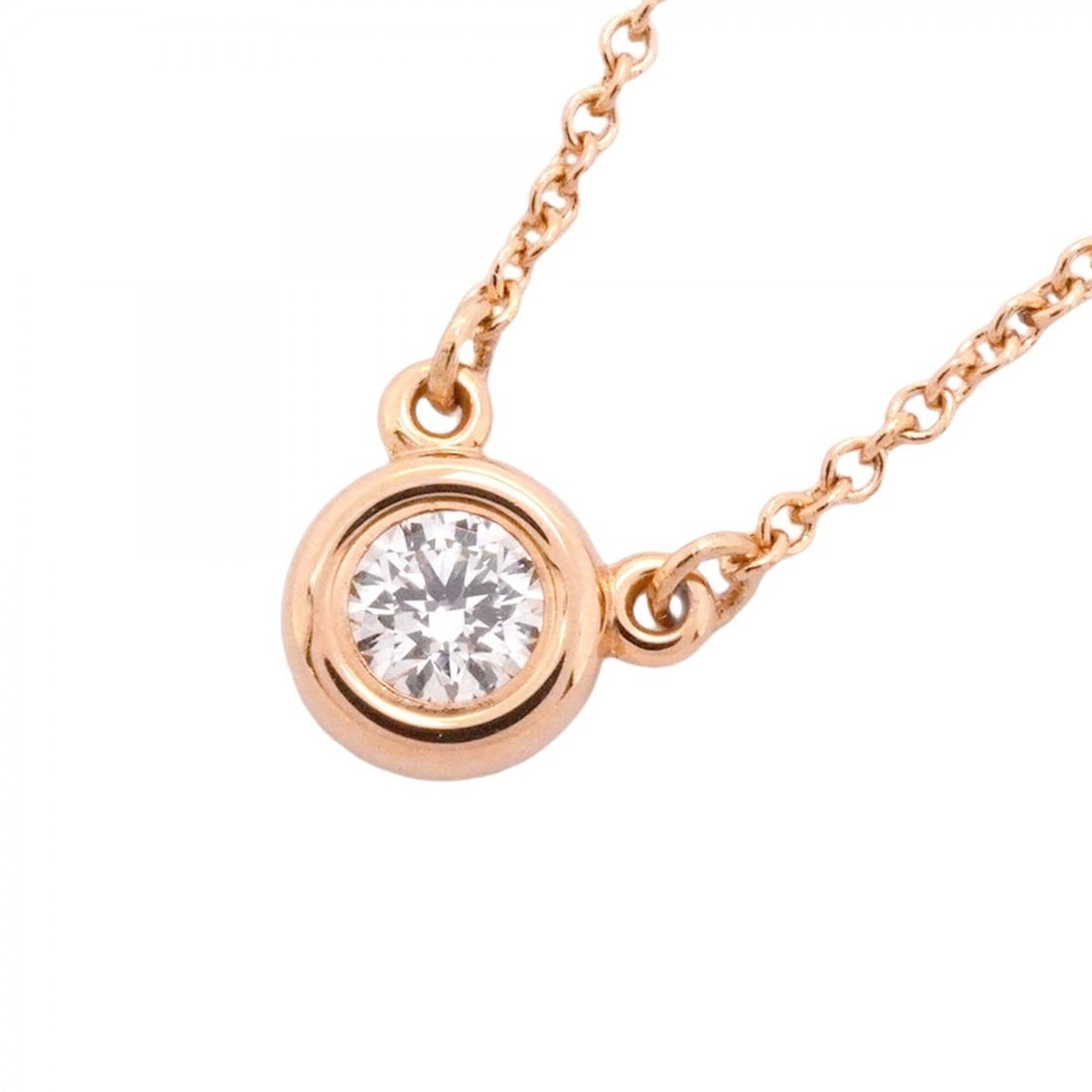 Tiffany & Co. By the Yard Necklace, 1PD (18K Pink Gold), 0.17ct Diamond, Women's: --- Catalog ---Category: SizePendant Size: 6.5mm x 5.7mm / 0.25'' x 0.22''Neck Circumference: 41 cm / 16.14''Category: DesignStone: DiamondGender: WomenMaterial: Pink gold (18K)Necklace Type: Necklace