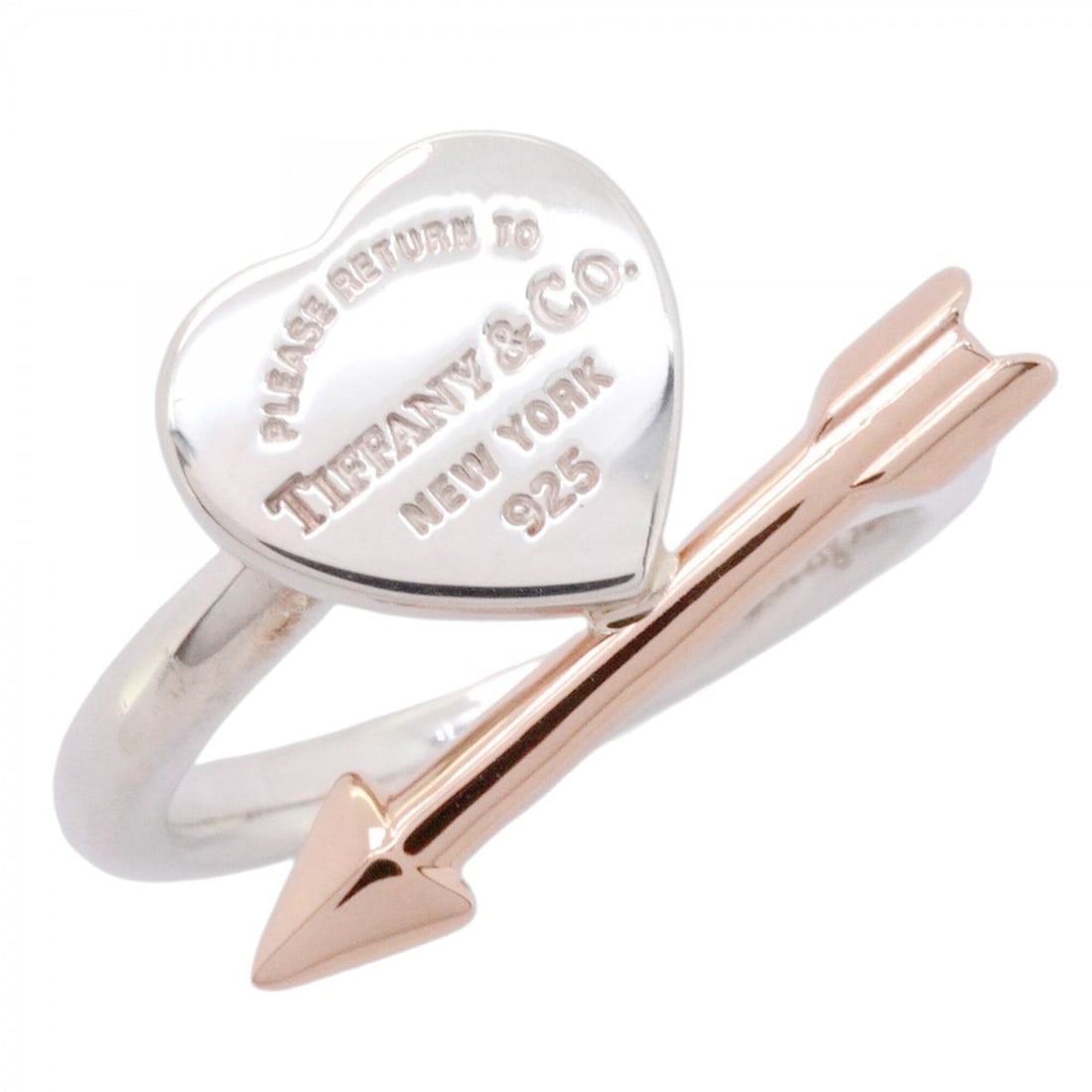 Tiffany & Co. Lovestruck Heart Tag Ring, 18K Pink Gold and Sterling Silver 925, Size 10, Women's: --- Catalog ---Category: SizeJP Size: 10US Size: 5.5Category: DesignType: Band ringGender: WomenMaterial: Pink gold (18K), Silver 925Category: GeneralBrand: Tiffany--- Item List ---Section: ConditionR