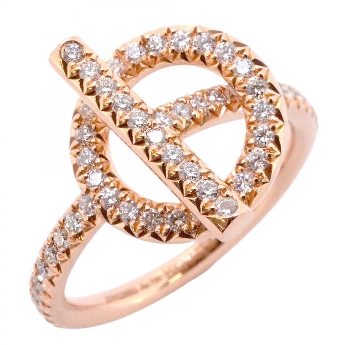 Hermes Echappé PM Ring, 18KPG Pink Gold, Diamond, Size #52, Women's: --- Catalog ---Category: SizeUS Size: 6.5Brand Size: 52Category: DesignType: Band ringStone: DiamondGender: WomenMaterial: Pink gold (18K)Category: GeneralBrand: Hermes--- Item List ---Section: Condit