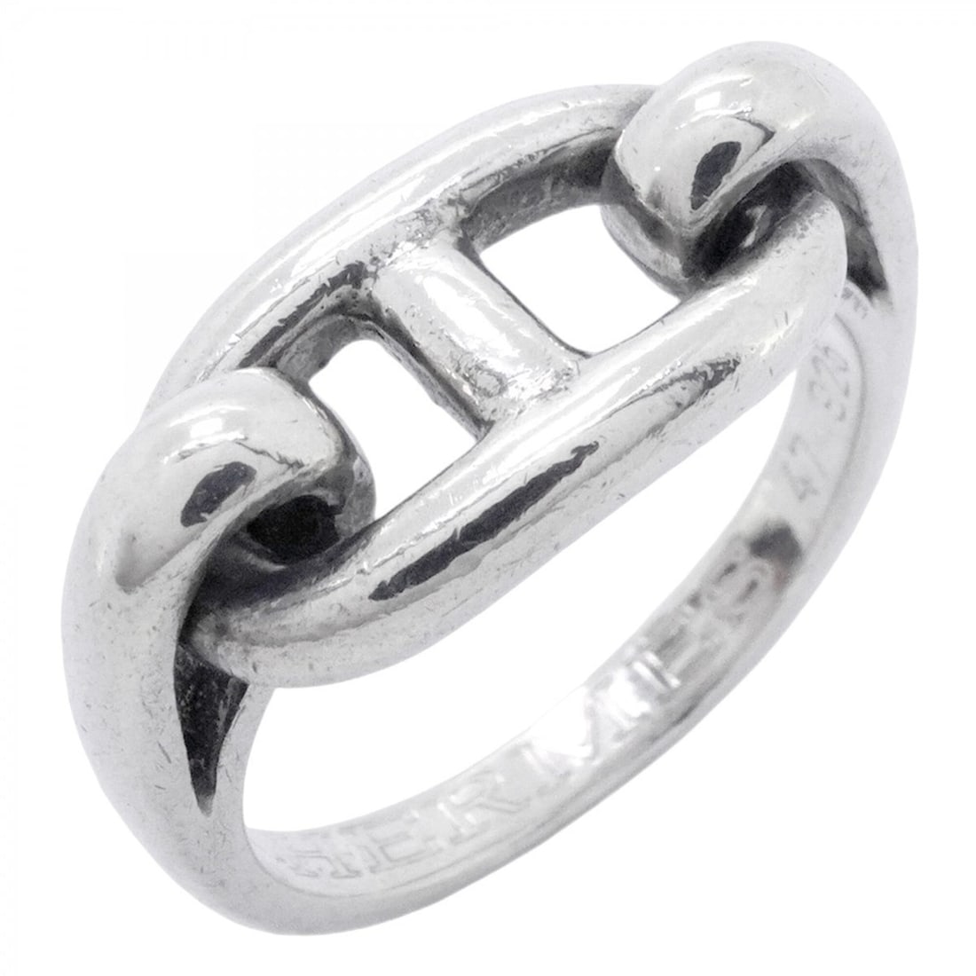Hermes Chaine d'Ancre Ring, Sterling Silver 925, Size 47, Women's: --- Catalog ---Category: SizeUS Size: 4Brand Size: 47Category: DesignType: Band ringGender: WomenMaterial: Silver 925Category: GeneralBrand: Hermes--- Item List ---Section: ConditionRanking: Rank AB U