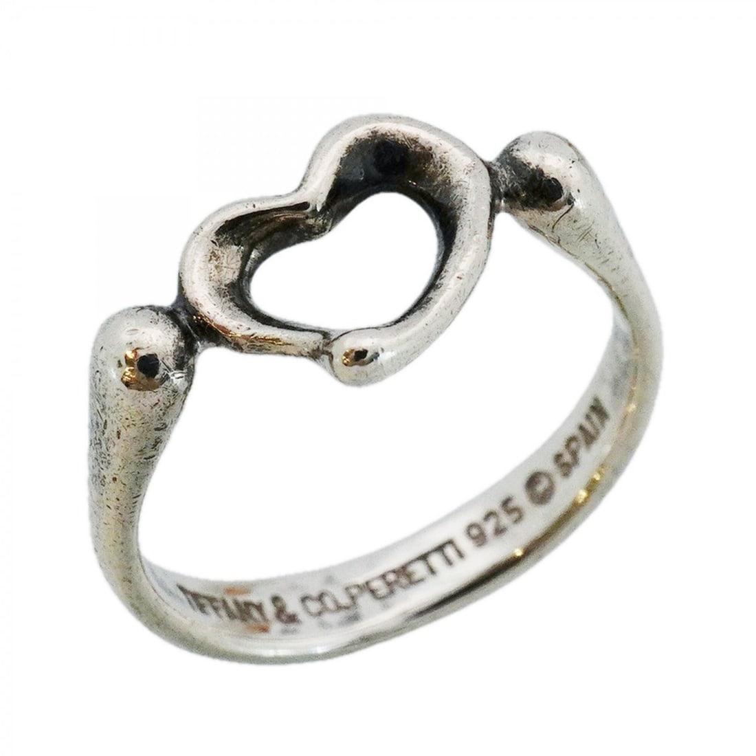 Tiffany & Co. Heart Ring, Sterling Silver 925, Size 7, Women's: --- Catalog ---Category: SizeJP Size: 7US Size: 4Category: DesignType: Band ringGender: WomenMaterial: Silver 925Category: GeneralBrand: Tiffany--- Item List ---Section: ConditionRanking: Rank AB Used
