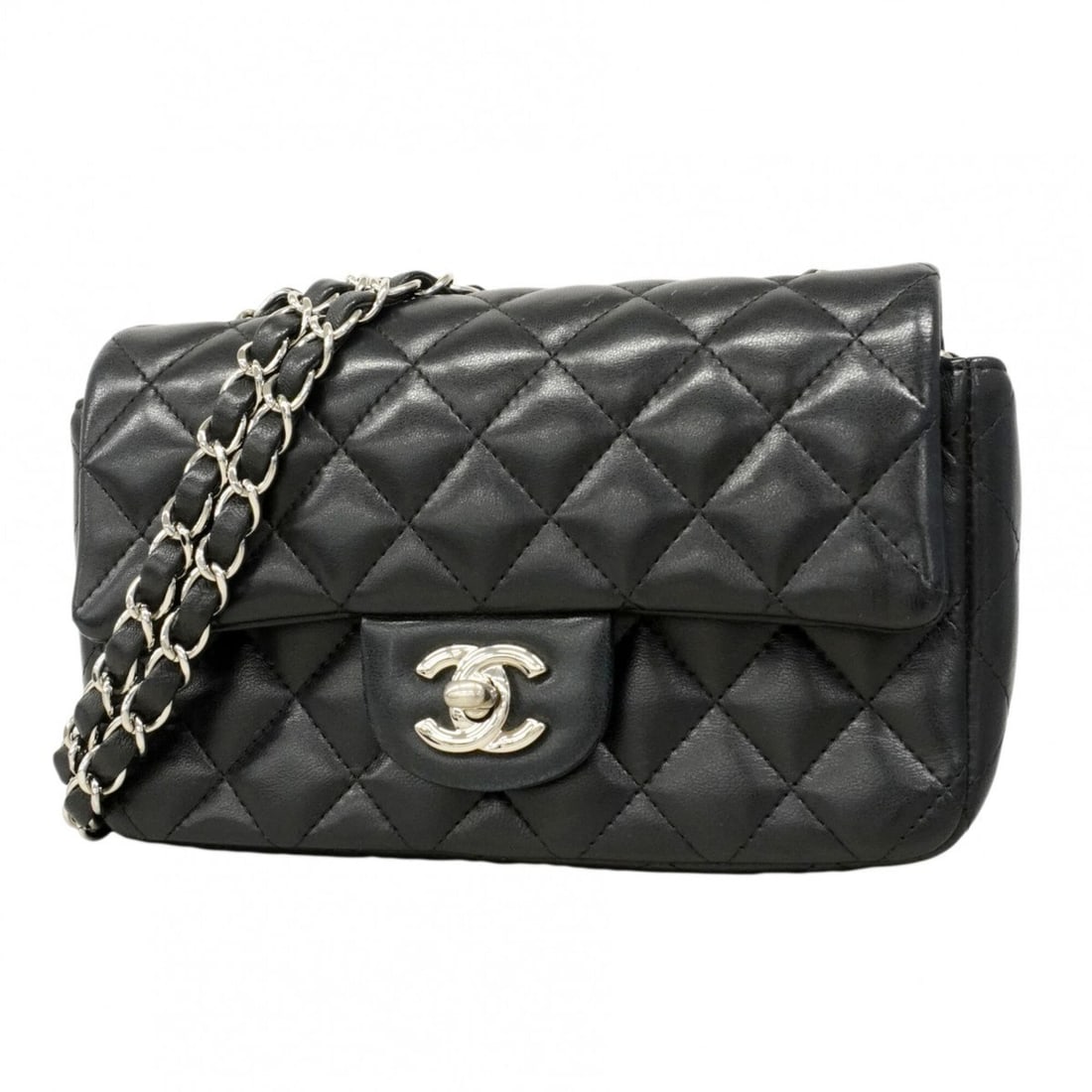 Chanel Mini Matelassé Chain Shoulder Bag, Lambskin, Black, Women's: --- Catalog ---Category: SizeSize (HxWxD): 14cm x 20cm x 6cm / 5.51'' x 7.87'' x 2.36''Category: DesignType: Shoulder bagColor: BlackGender: WomenMaterial: Leather Hardware Color: SilverLeather/Fur Ty