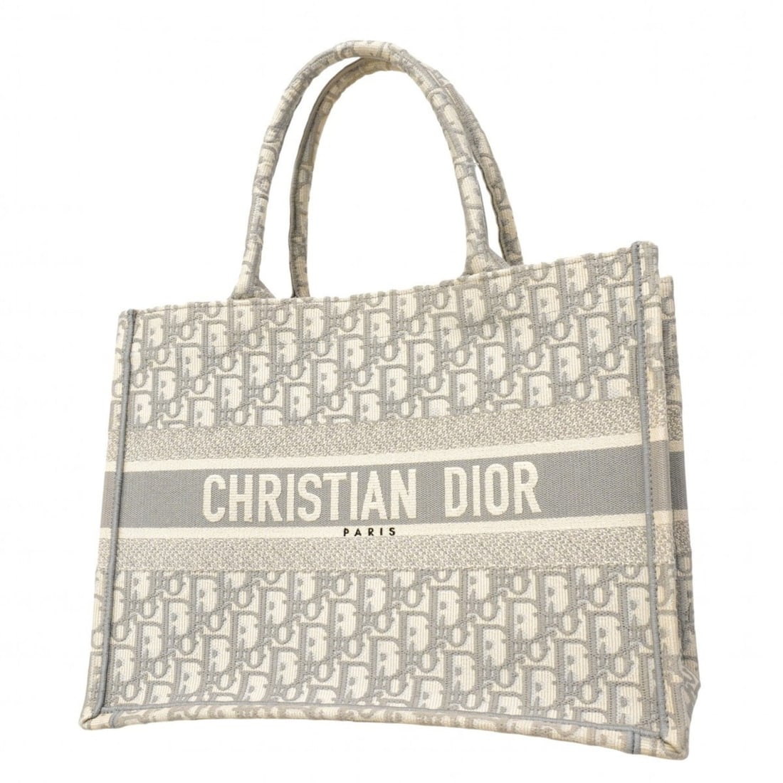 Christian Dior Book Tote Bag, Canvas, Gray/White, Women's, P2892865 (1 of 13)