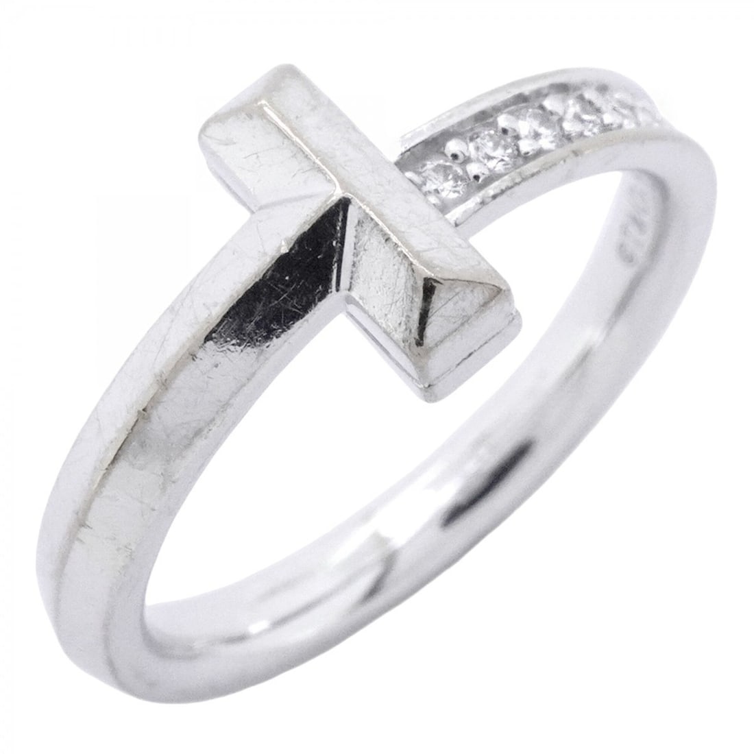 Tiffany & Co. T One Ring, 18K White Gold, Diamond, Size 8, Women's: --- Catalog ---Category: SizeJP Size: 8US Size: 4.5Category: DesignType: Band ringStone: DiamondGender: WomenMaterial: White gold (18K)Category: GeneralBrand: Tiffany--- Item List ---Section: