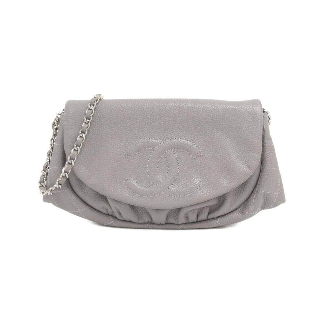 Chanel 40033 Shoulder Bag: --- Catalog ---Category: SizeSize (HxWxD): 14cm x 24cm x 3cm / 5.51'' x 9.44'' x 1.18''Category: DesignType: Shoulder bagColor: Light grayGender: Women,MenMaterial: Grained Calfskin Hardware Color: Si