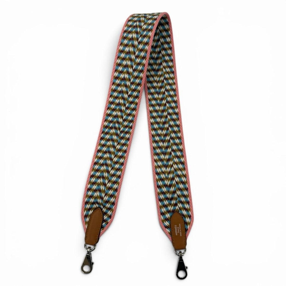 HERMES Bandoulière Sangle, silver hardware, shoulder strap, multicolor, Y stamp, made in France, (1 of 10)