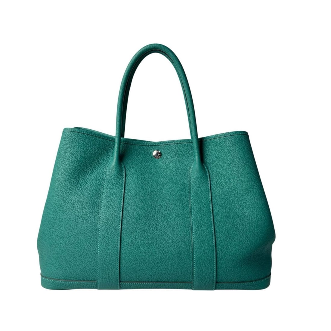 Hermes Garden Party PM 36 Malachite Handbag (D stamp) for Women: --- Catalog ---Category: SizeSize (HxWxD): 24.5cm x 49cm x 18cm / 9.64'' x 19.29'' x 7.08''Category: DesignType: HandbagGender: WomenMaterial: Leather Category: GeneralBrand: Hermes--- Item List ---Se
