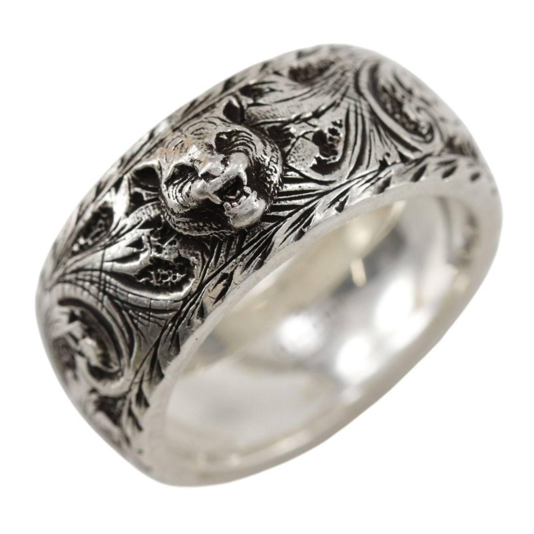 Gucci Tiger Head Ring, Size 19, Sterling Silver 925, Approx. 11.2g, Men's: --- Catalog ---Category: SizeJP Size: 19US Size: 9.5Category: DesignType: Band ringGender: MenMaterial: Silver 925Category: GeneralBrand: Gucci--- Item List ---Section: ConditionRanking: Rank AB Used 
