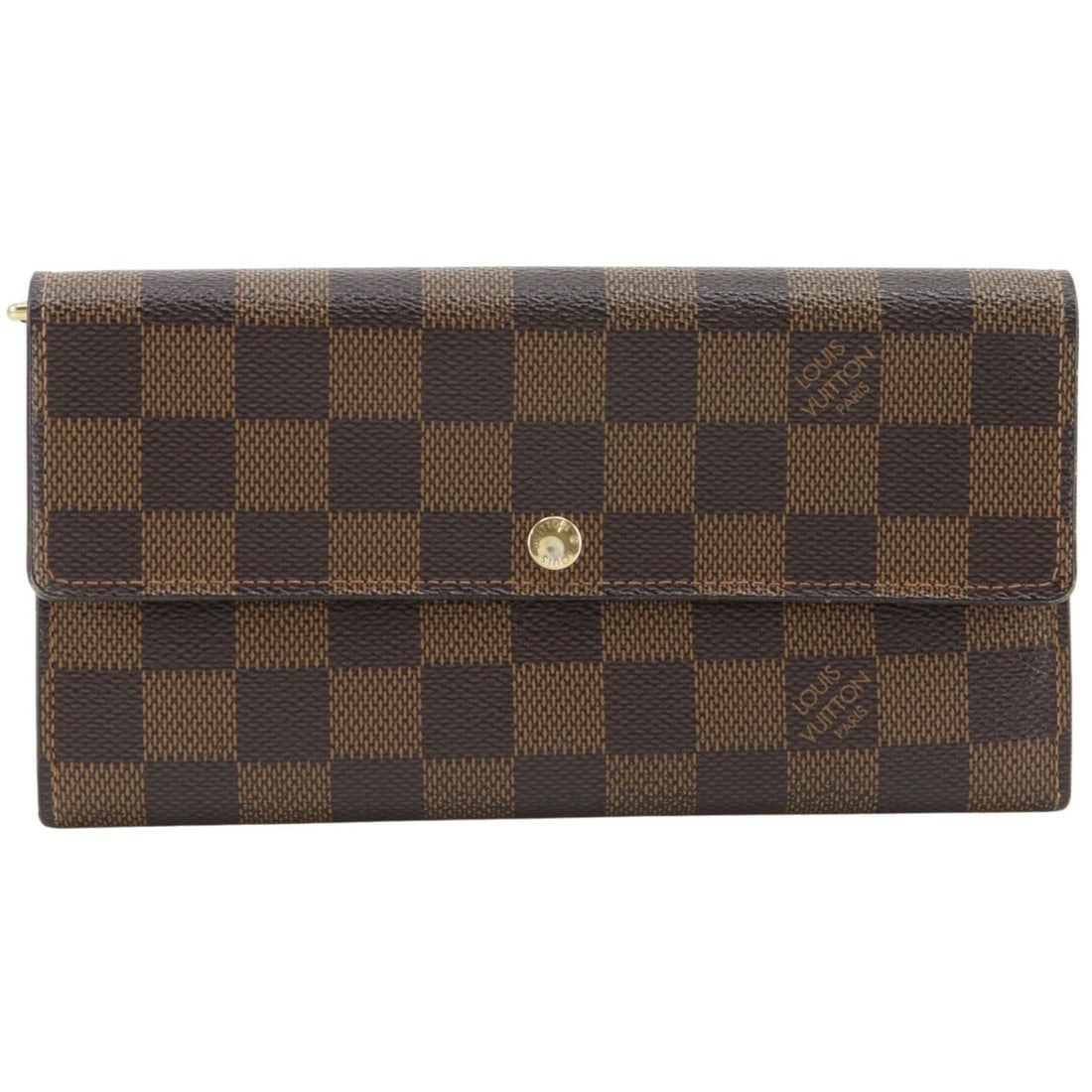 Louis Vuitton Portefeuille Sarah Long Wallet N61734 Damier Canvas 2012 Brown CA0162 Snap Button (1 of 16)
