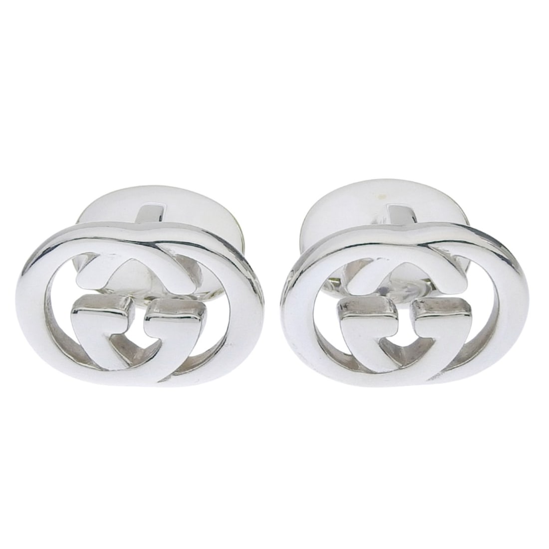 Gucci Interlocking GG Cufflinks, Sterling Silver 925, Unisex: --- Catalog ---Category: SizeSize (HxWxD): 12.00mm x 17.00mm / 0.47'' x 0.67''Category: DesignType: CufflinksGender: Men,WomenMaterial: Silver 925Category: GeneralBrand: Gucci--- Item List ---Section: