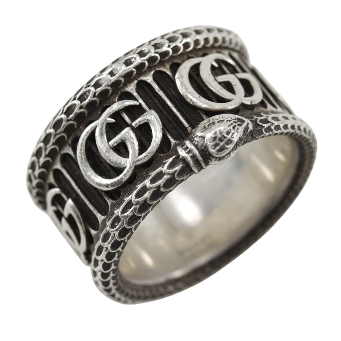 Gucci Double G Snake Ring, Size 19.5, Sterling Silver 925, Approx. 16.3g, Men's. (1 of 9)