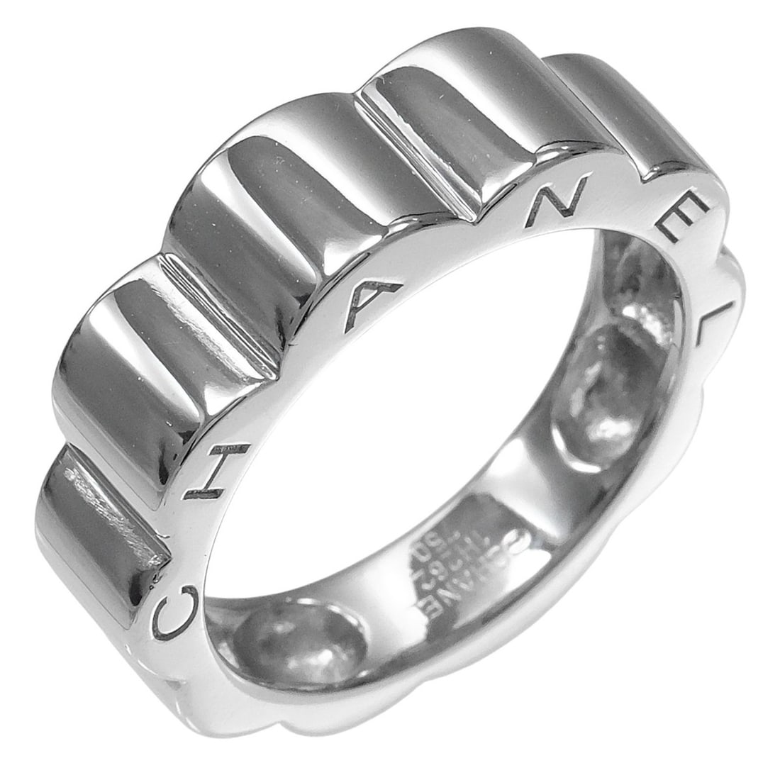 Chanel Profile Ring, Camellia Design, Size 11, 18K White Gold, Approx. 5.8g.: --- Catalog ---Category: SizeJP Size: 11US Size: 6Category: DesignType: Band ringGender: WomenMaterial: White gold (18K)Category: GeneralBrand: Chanel--- Item List ---Section: ConditionRanking: Rank A
