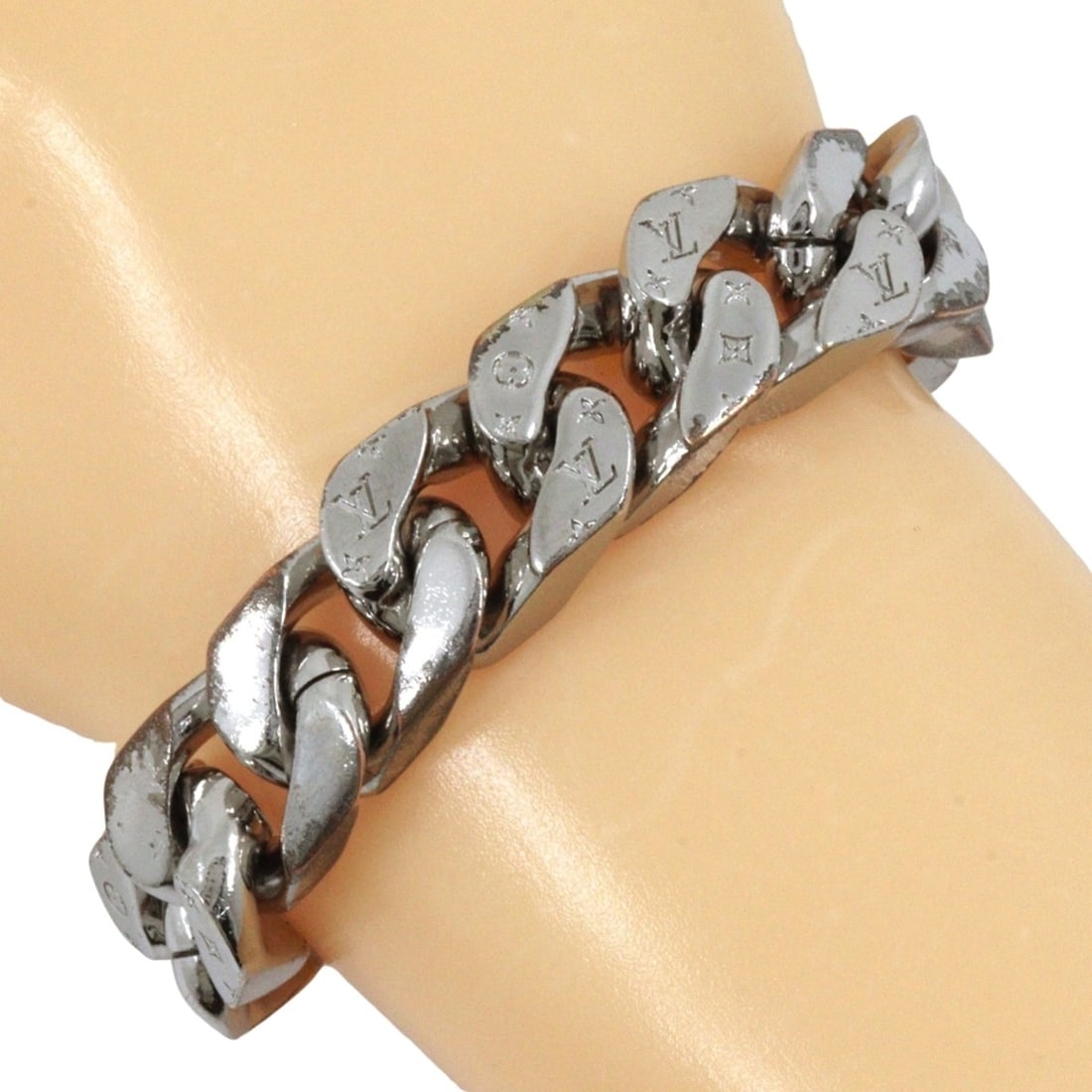 Louis Vuitton LV Chain Links Bracelet, Silver, M69989, Metal, LE0291, Approx. 78.7g, Unisex. (1 of 10)