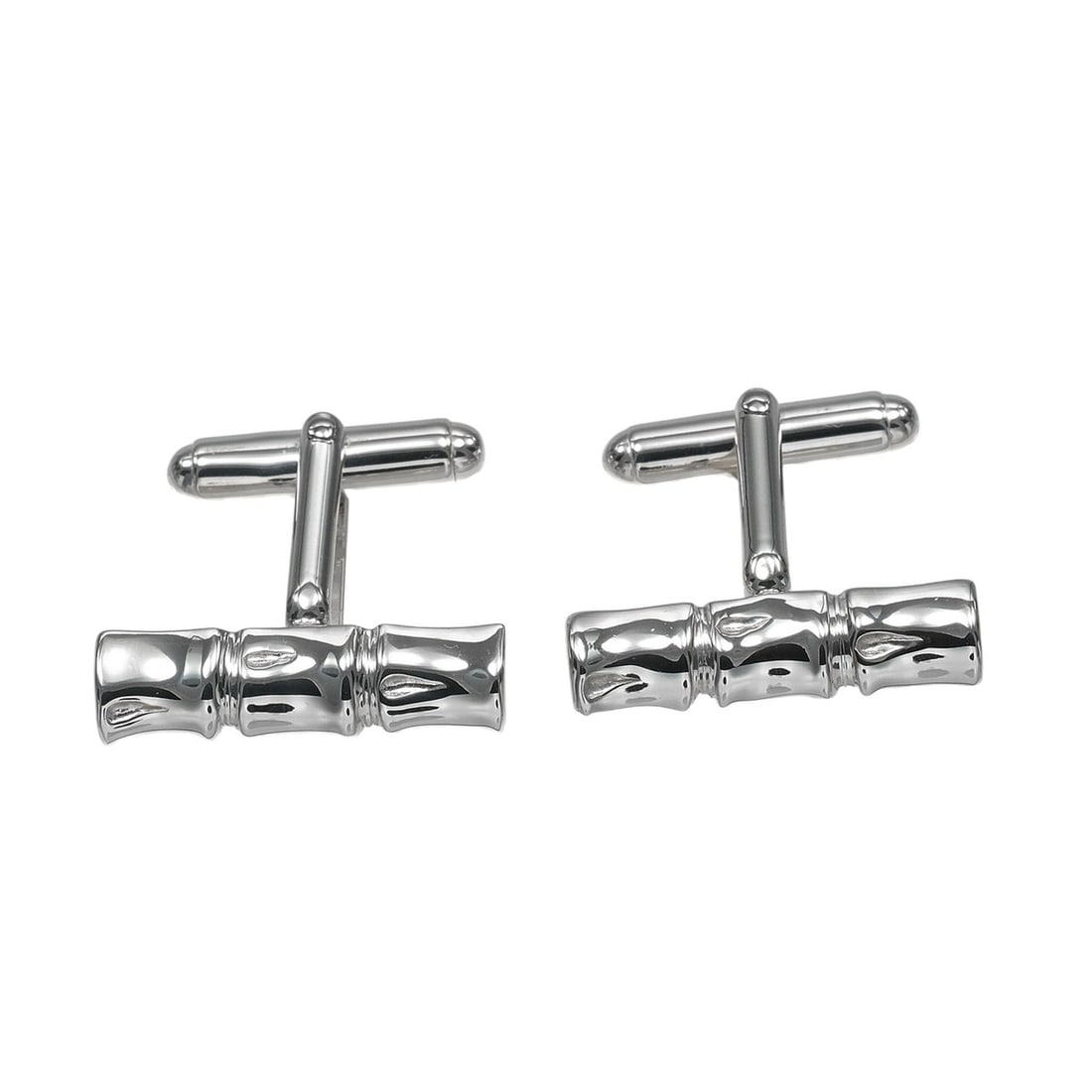 Tiffany & Co. Bamboo Cufflinks, Sterling Silver 925: --- Catalog ---Category: SizeSize (HxWxD): 23.50mm x 7.50mm / 0.93'' x 0.30''Category: DesignType: CufflinksGender: WomenMaterial: Silver 925Category: GeneralBrand: Tiffany--- Item List ---Section: Co