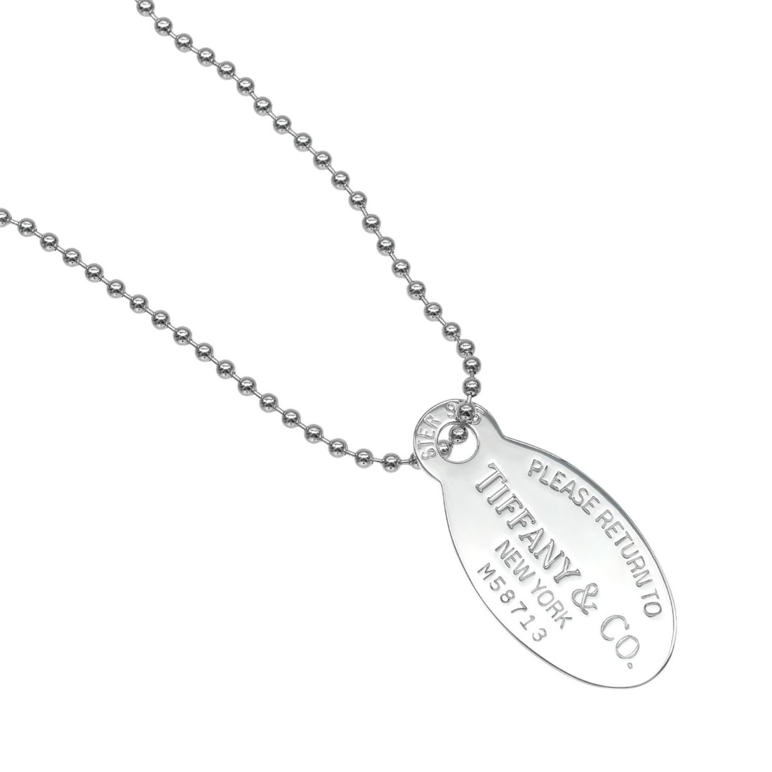 Tiffany & Co. Return to Collection Oval Tag Necklace, Sterling Silver 925, Approx. 24.2g.: --- Catalog ---Category: SizePendant Size: 42.4mm x 20.8mm / 1.66'' x 0.81''Neck Circumference: 86 cm / 33.85''Category: DesignGender: WomenMaterial: Silver 925Necklace Type: NecklaceCategory: General