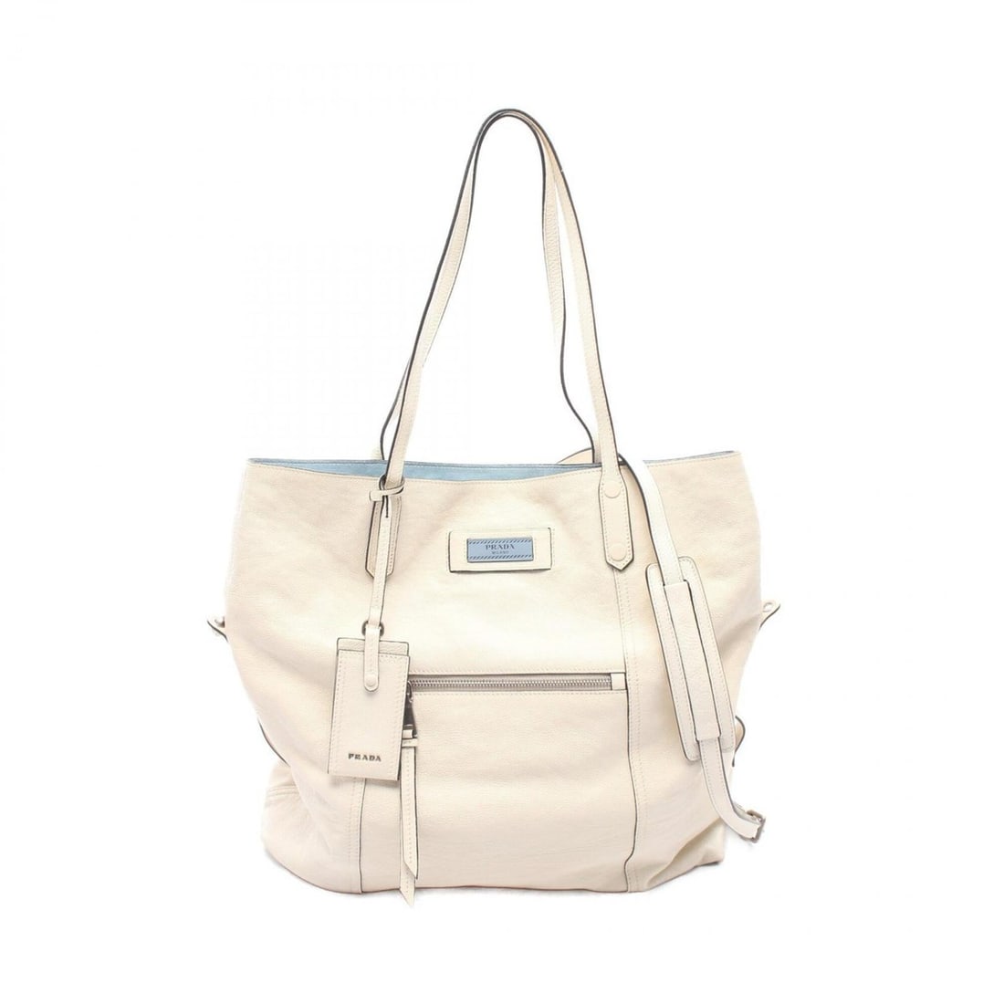 Prada GLACE'CALF 2-Way Tote Bag/Handbag, Leather, Women's, Ivory, 1BG182: --- Catalog ---Category: SizeSize (HxWxD): 39cm x 37cm x 16cm / 15.35'' x 14.56'' x 6.29''Category: DesignType: Handbag, Tote bagColor: IvoryGender: WomenMaterial: Leather Category: GeneralMPN: 1BG182