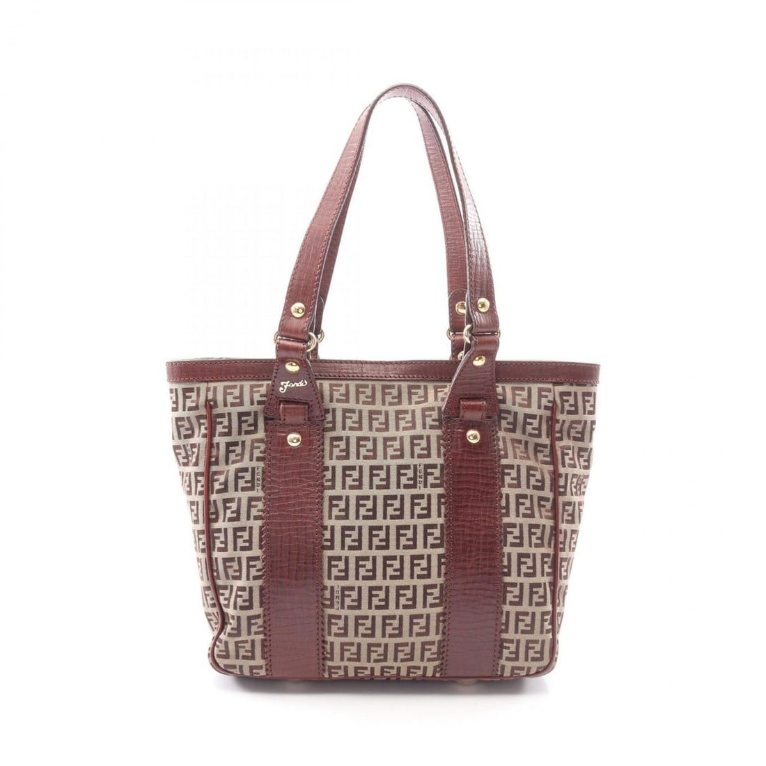 Fendi Zucchino Tote Bag Handbag Canvas Leather Women's Beige Brown (1 of 20)