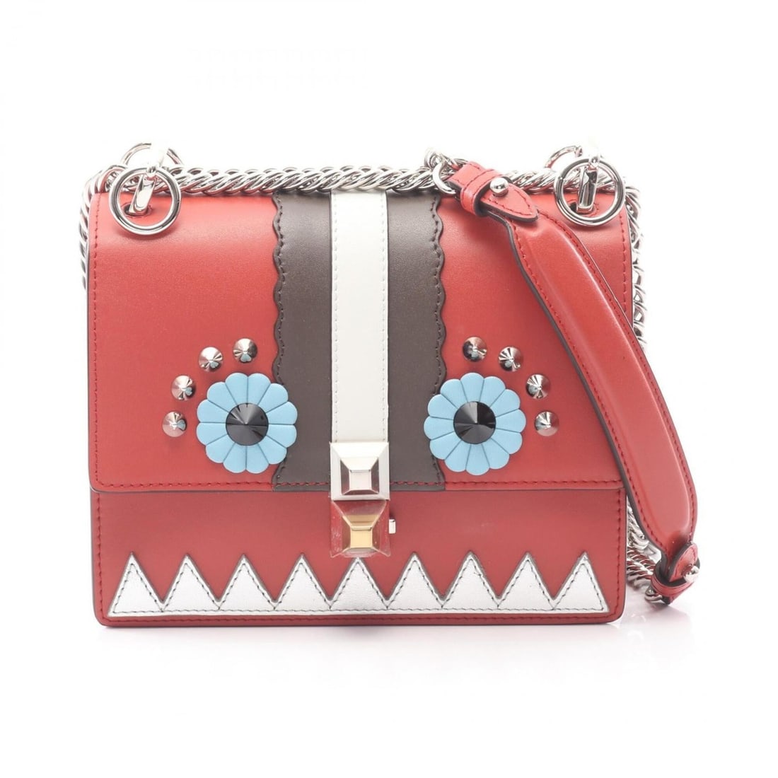 Fendi Mini Kan I Shoulder Bag/Handbag, Leather, Women's, Bordeaux/Multicolor, 8M0381-9JU: --- Catalog ---Category: SizeSize (HxWxD): 16cm x 19cm / 6.29'' x 7.48''Category: DesignType: Handbag, Shoulder bagColor: Bordeaux, Multi-colorGender: WomenMaterial: Leather Category: GeneralMPN: 8M03