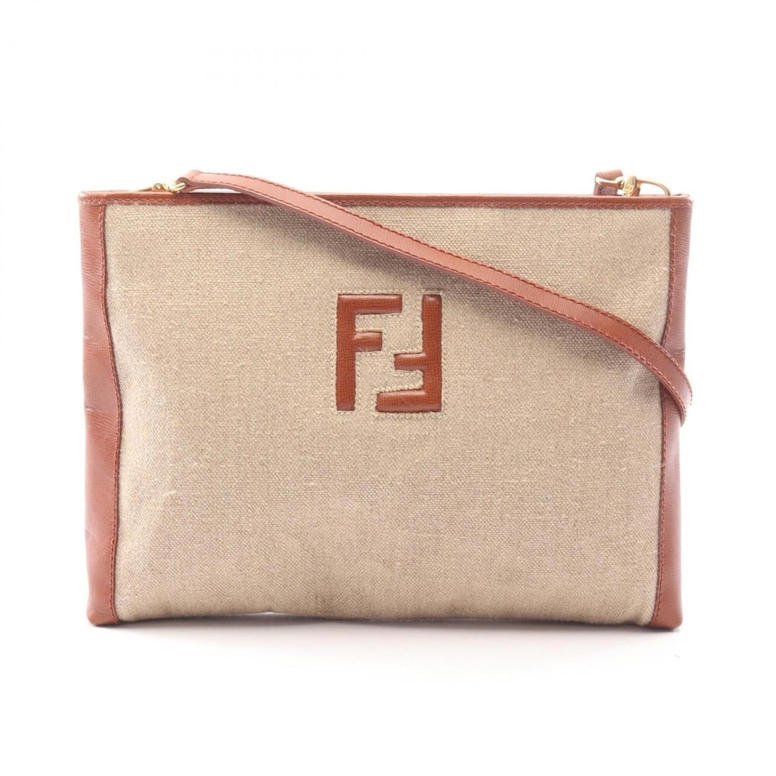 Fendi FF logo shoulder bag/handbag, canvas and leather, women's, beige/brown.: --- Catalog ---Category: SizeSize (HxWxD): 24cm x 32cm x 4cm / 9.44'' x 12.59'' x 1.57''Category: DesignType: Handbag, Shoulder bagColor: Beige, BrownGender: WomenMaterial: Canvas , Leather Category: 