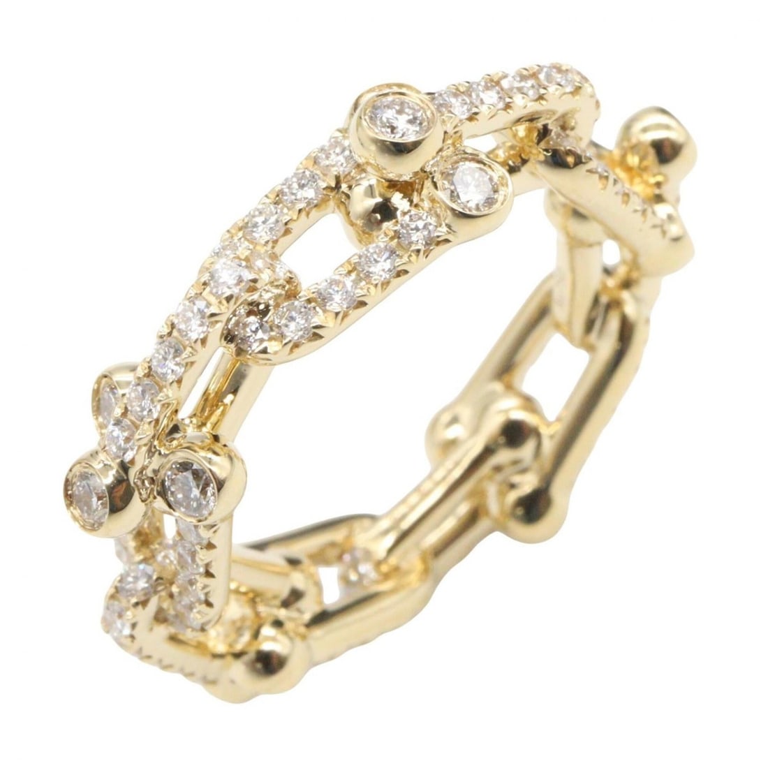 Tiffany & Co. Hardware Small Diamond Ring, 18K (Yellow Gold), Diamond, Women's, Gold Tone, Clear (1 of 12)