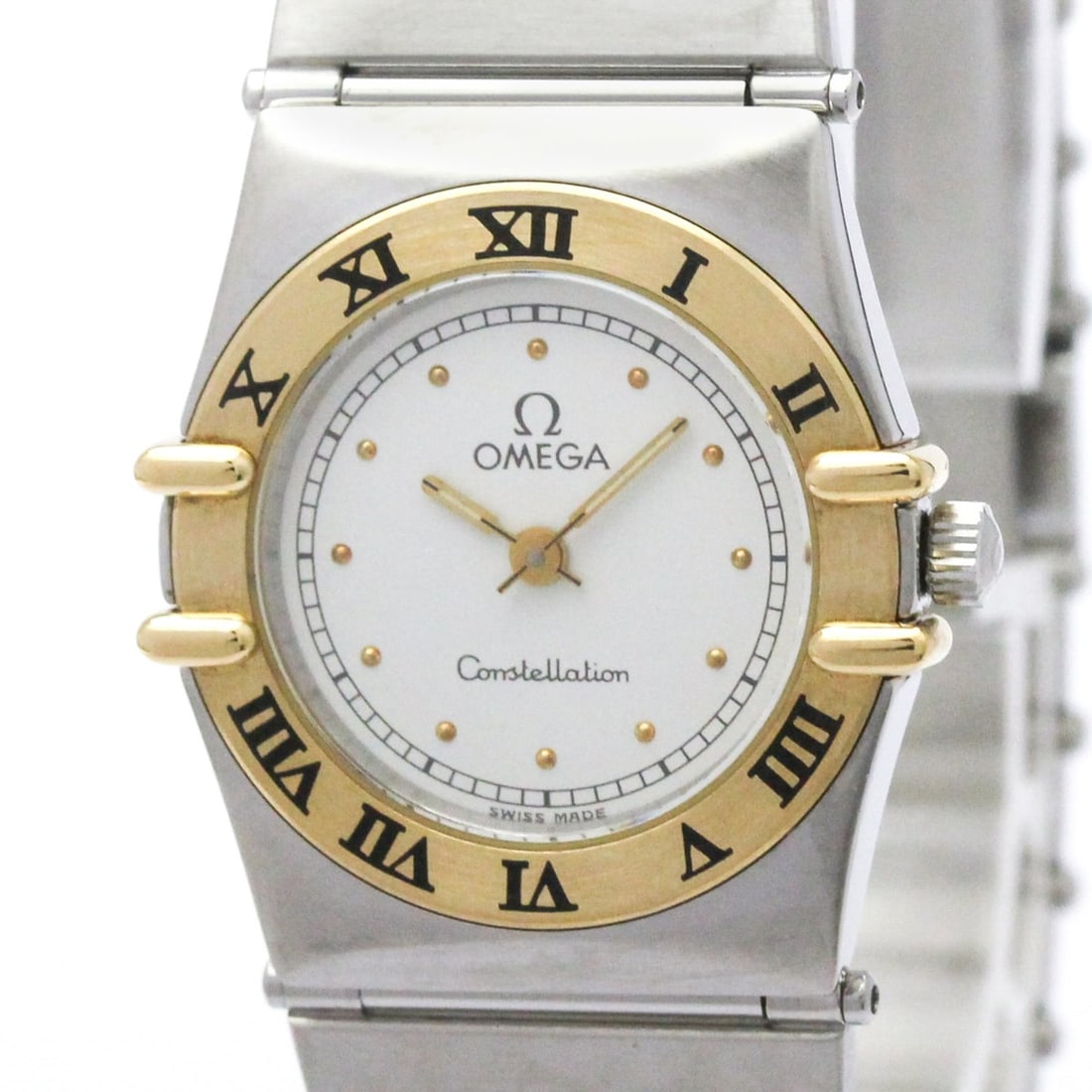 OMEGA Constellation 18K Gold Steel Ladies Watch 795.1080 Polished: --- Catalog ---Category: SizeCase Diameter: 22mm / 0.87''Category: DesignType: WristwatchStyle: Dress/FormalGender: WomenColor (Dial): WhiteMaterial (Band): Stainless steelMaterial (Case): Stainless s