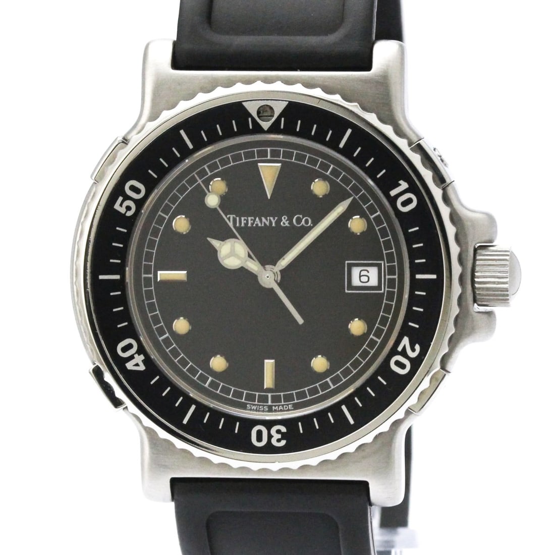 TIFFANY Diver Quartz Stainless Steel Quartz Mens Watch M0719 Polished: --- Catalog ---Category: SizeCase Diameter: 39mm / 1.54''Category: DesignType: WristwatchStyle: SportGender: MenColor (Dial): BlackMaterial (Band): RubberMaterial (Case): Stainless steelCategory: Gene